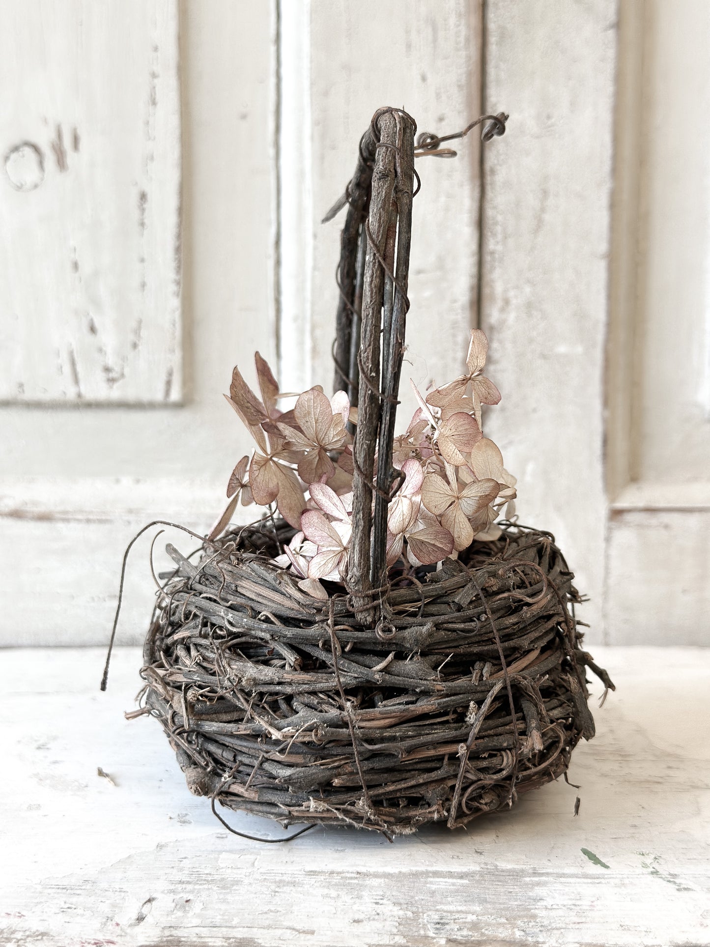 Small vintage bird nest wicker basket