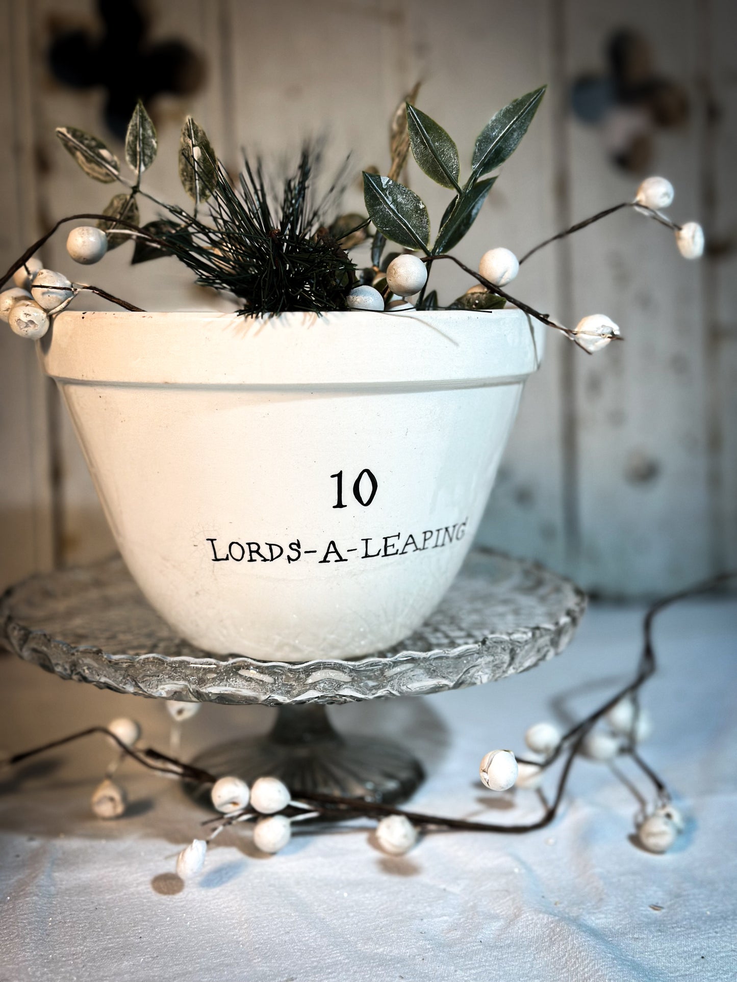 A beautiful vintage Illustrated Ironstone pudding bowl with a hand painted quote