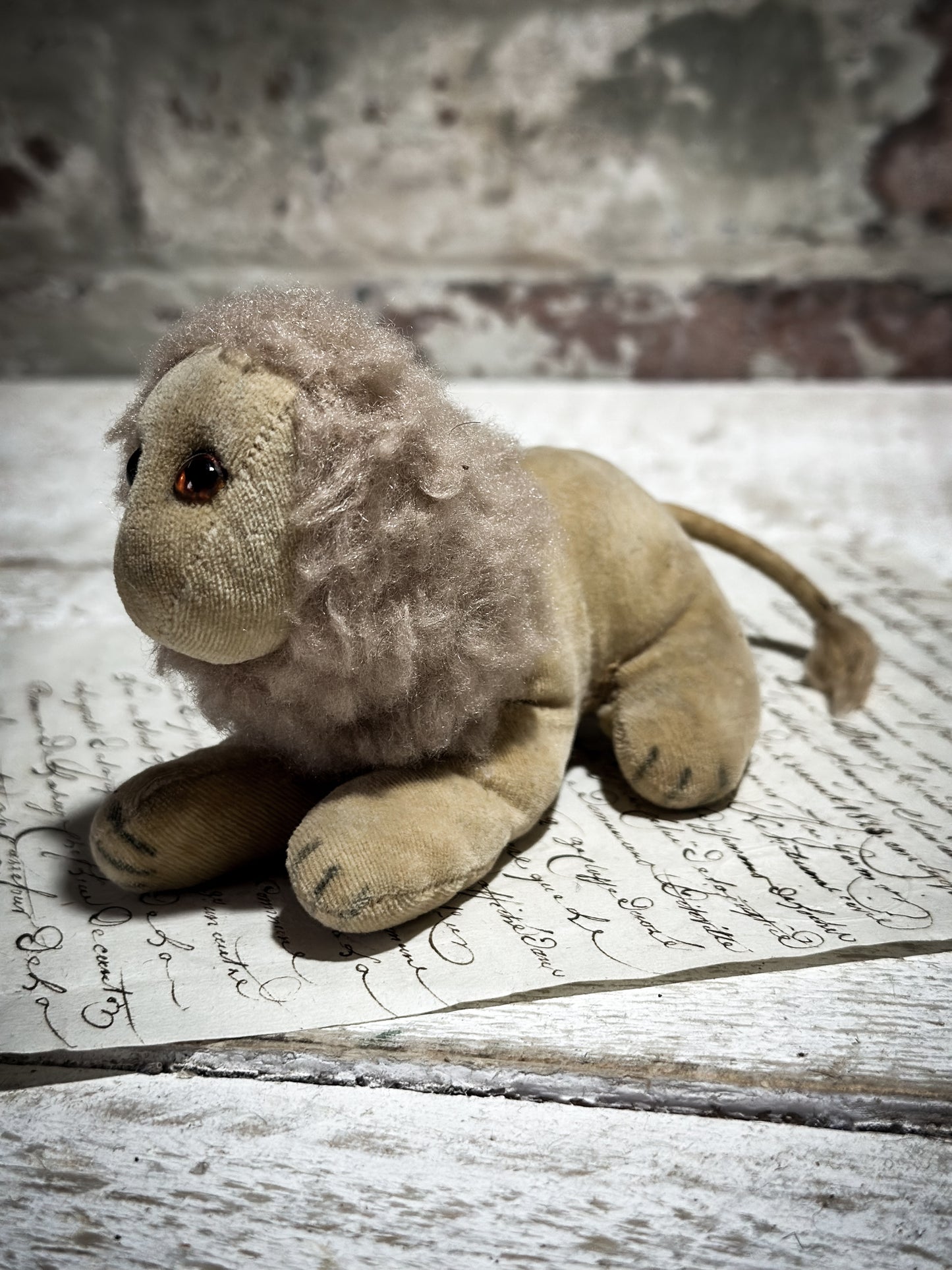 Antique Velveteen Lion Toy