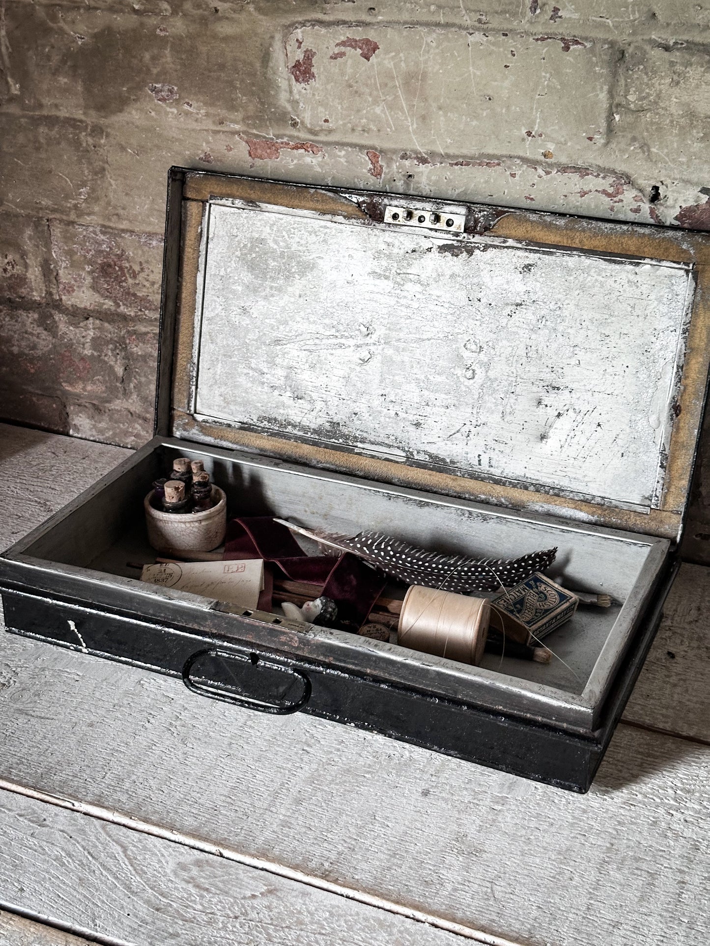 Antique Royal Arch Masonic Japanned Tin & Toleware Document Box – Dr J. Rusher, Chapter No. 280, Worcester