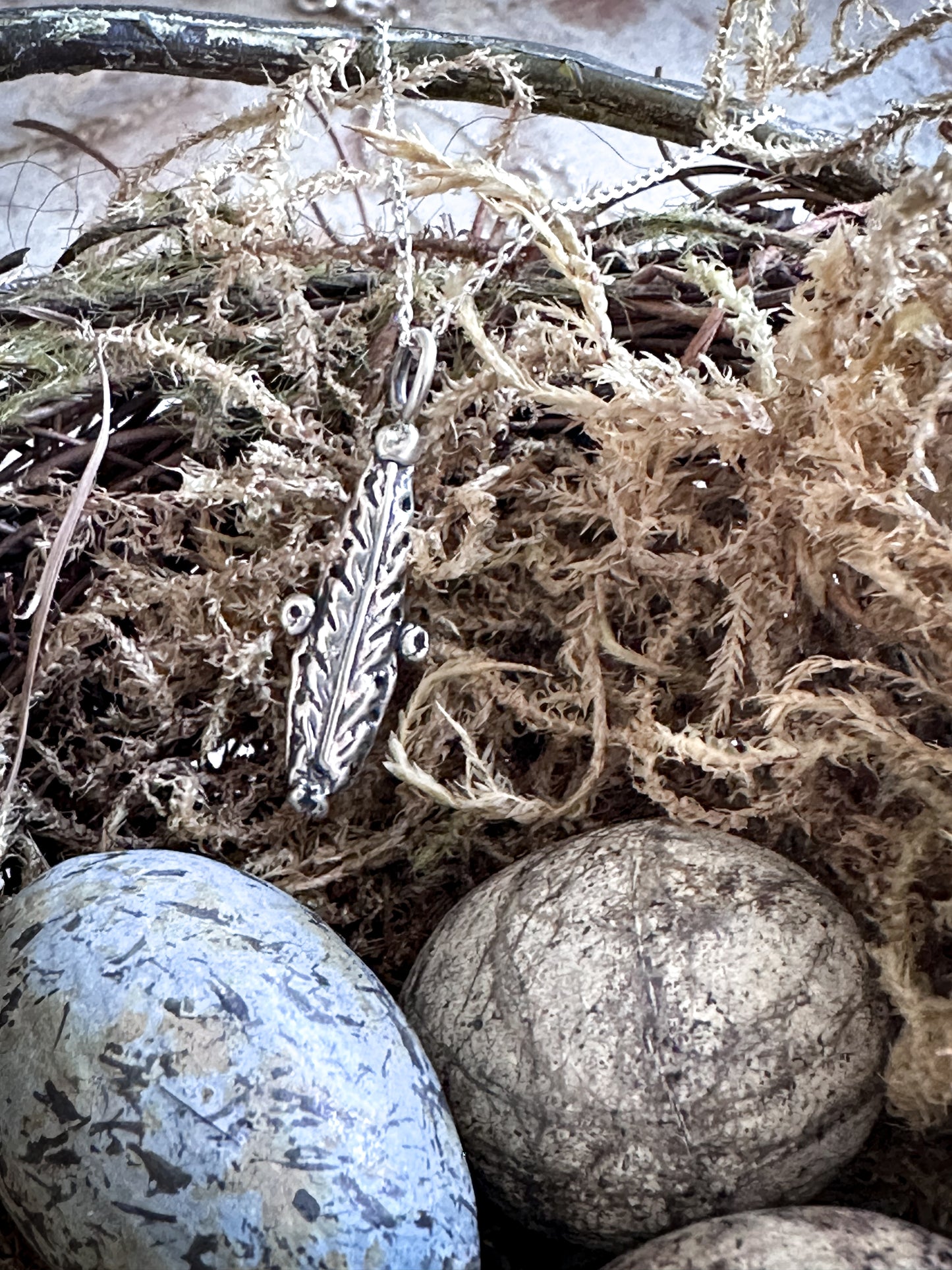 Moonlit Fern Necklace – Fine Silver Fern from an Antique Wedgwood Sprig