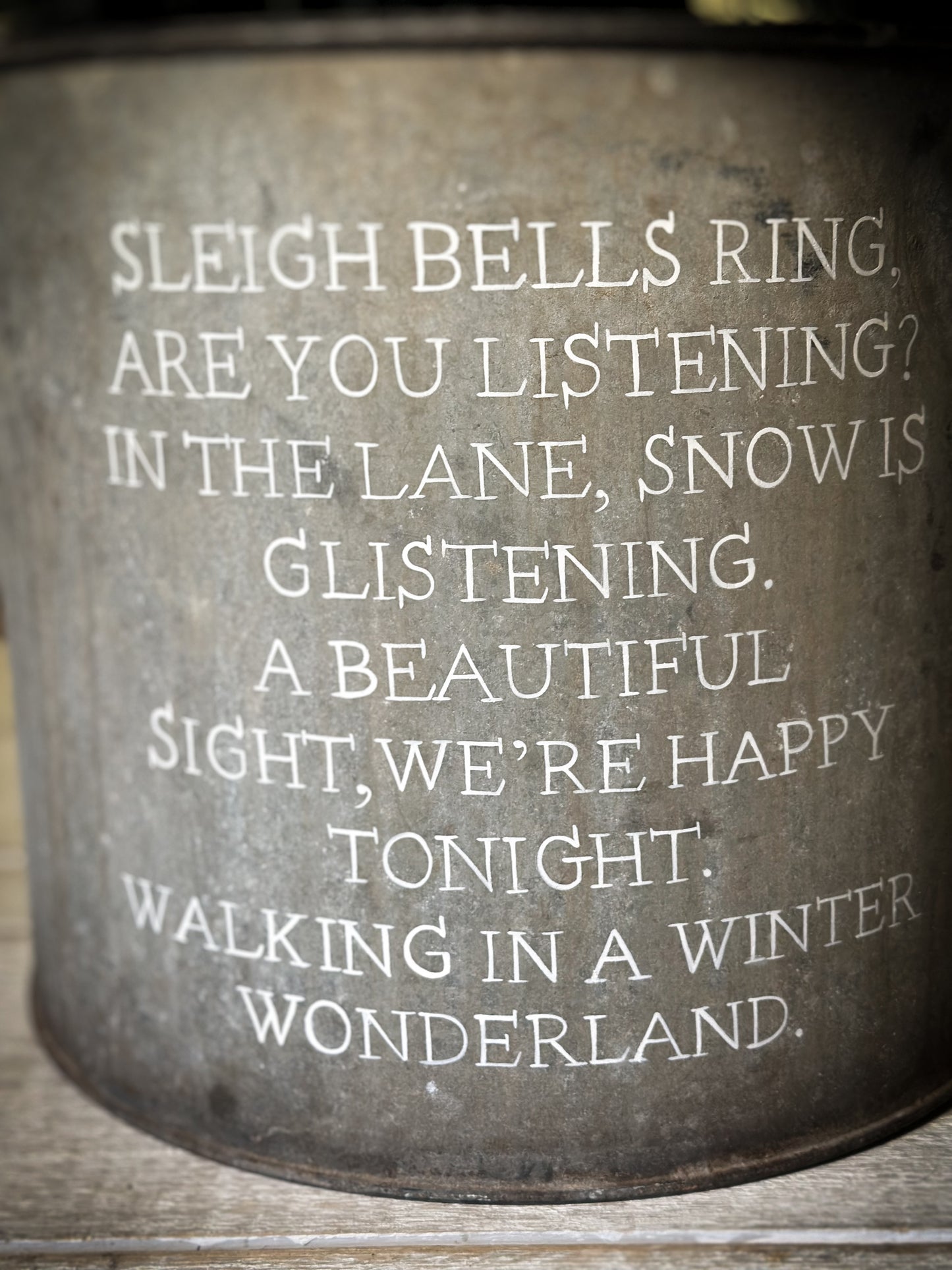 A beautiful heirloom vintage galvanised tub hand painted using traditional sign writer’s techniques and materials.