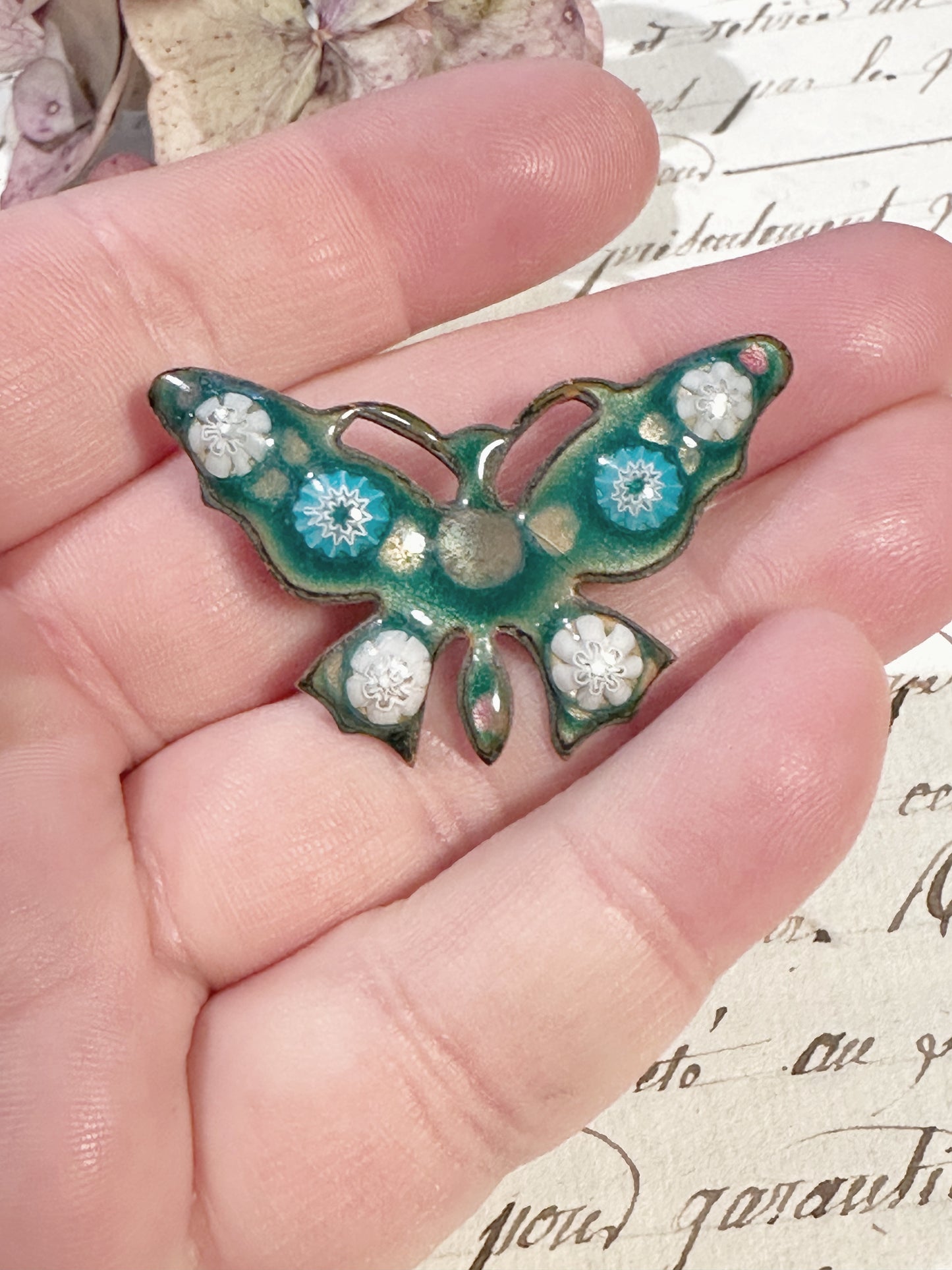 A striking vintage enamel butterfly brooch