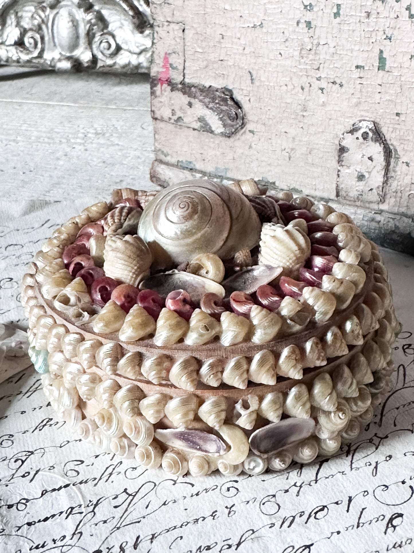 Antique Shell Art Jewellery Box – Decorative Coastal Trinket Box