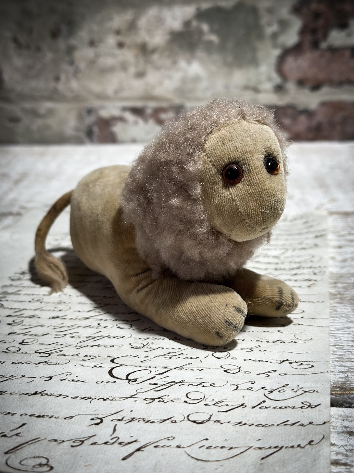 Antique Velveteen Lion Toy