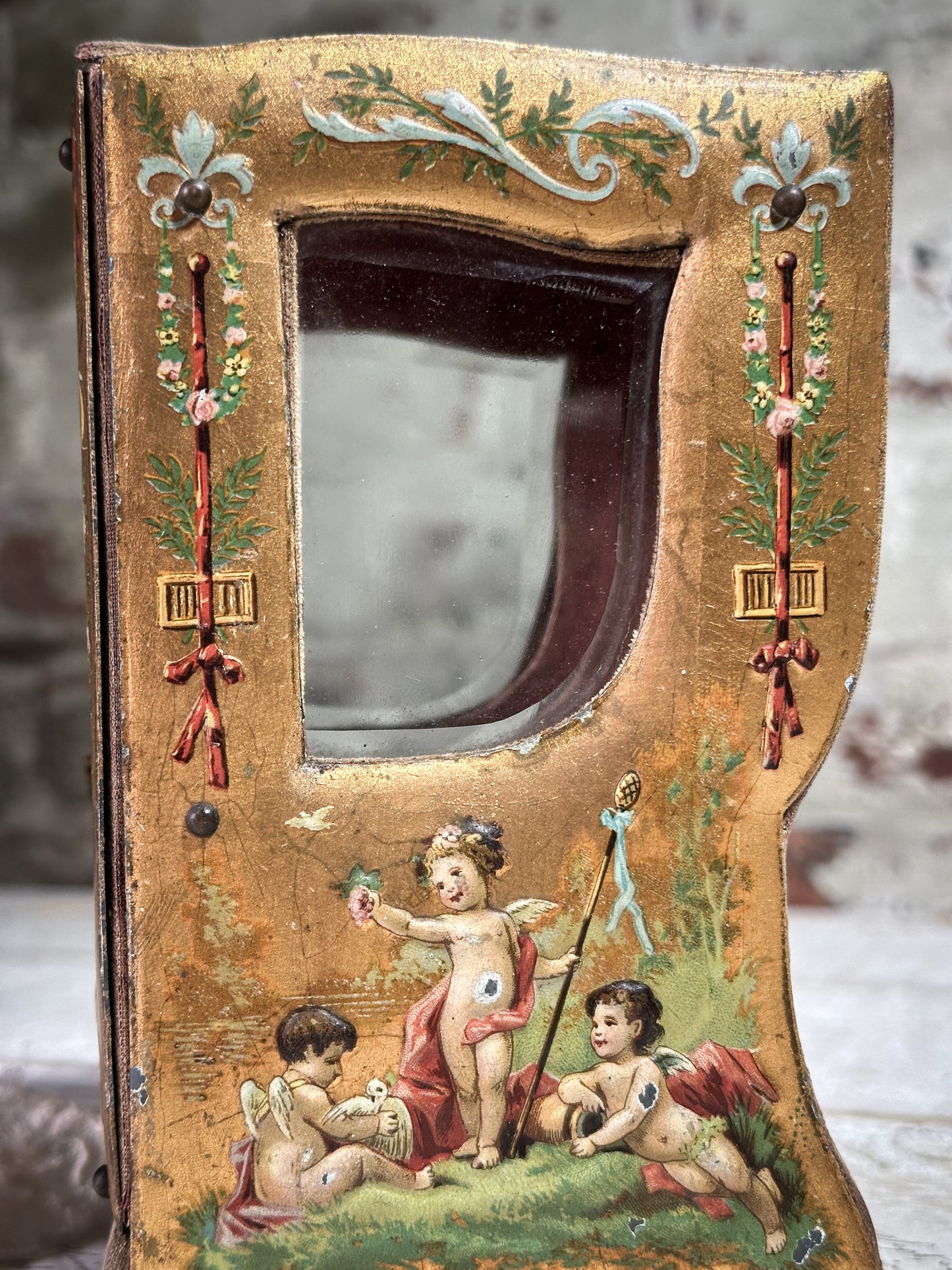 Antique 19th Century French Miniature Vernis Martin Vitrine