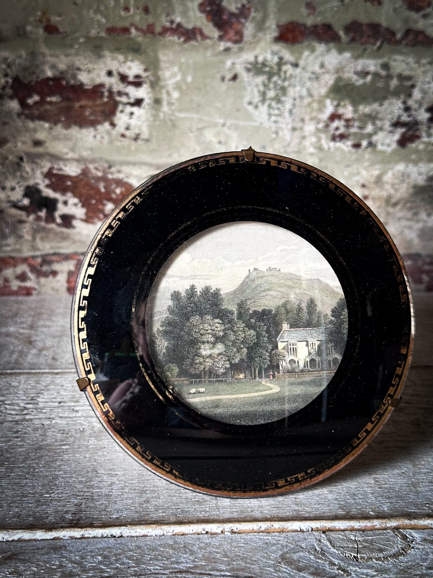 Antique Victorian Convex Glass Framed Topographical Print c.1880–1900