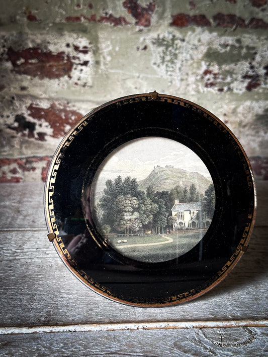 Antique Victorian Convex Glass Framed Topographical Print c.1880–1900