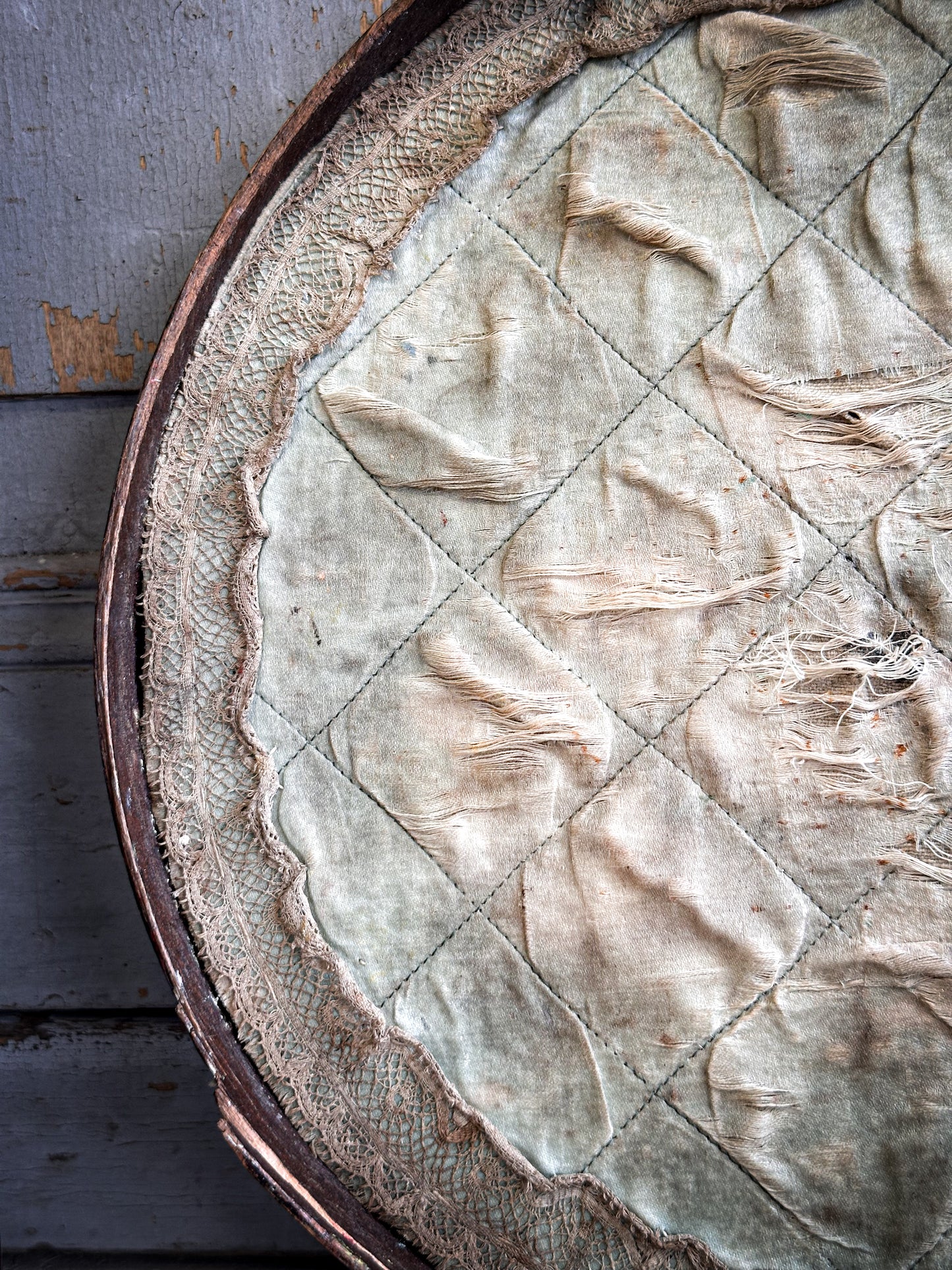 Antique Hand Painted Wooden Firkin Bucket (Scandi Folk Style)