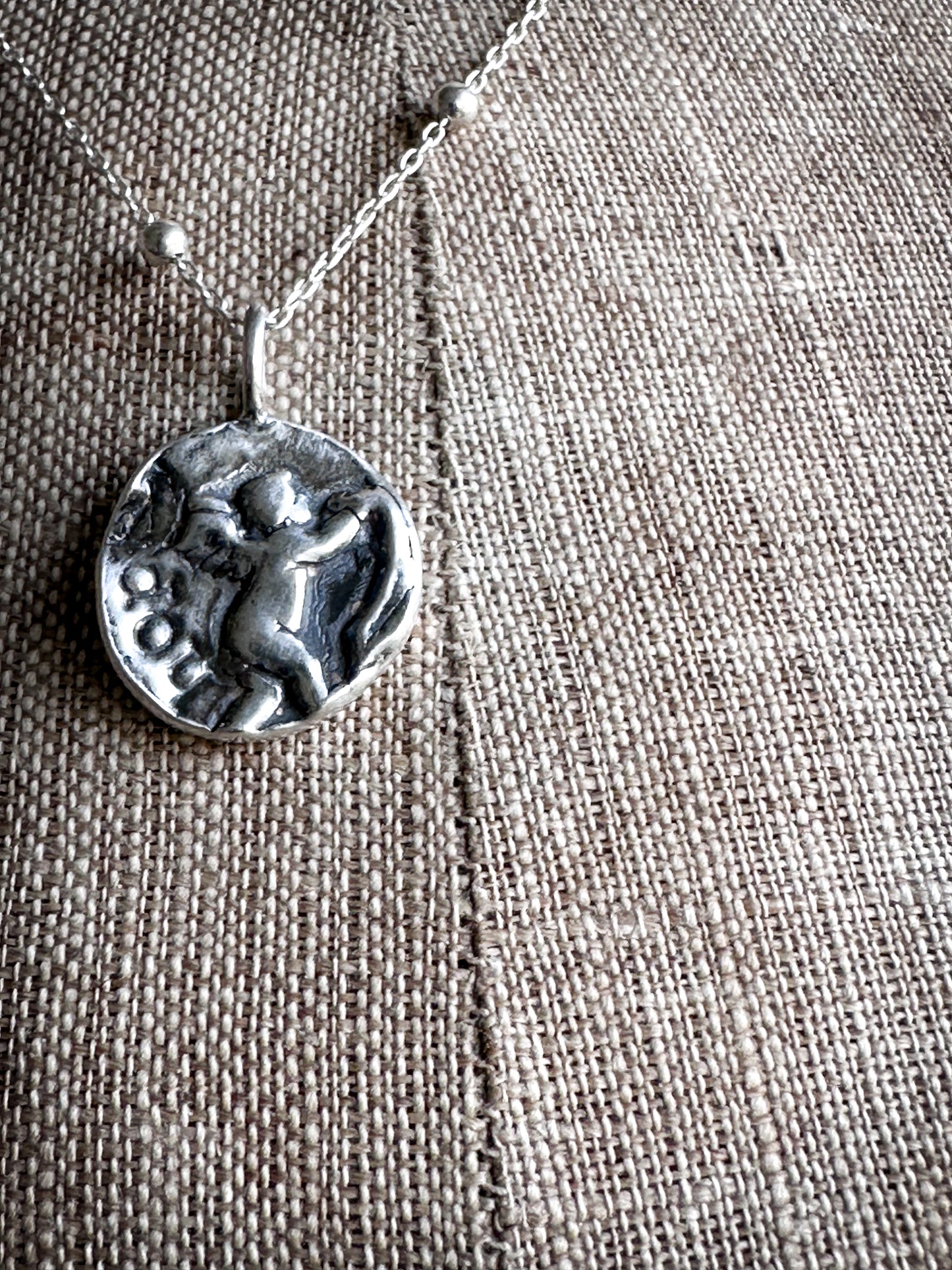Cherub of Hope Necklace – Handcrafted Fine Silver Pendant