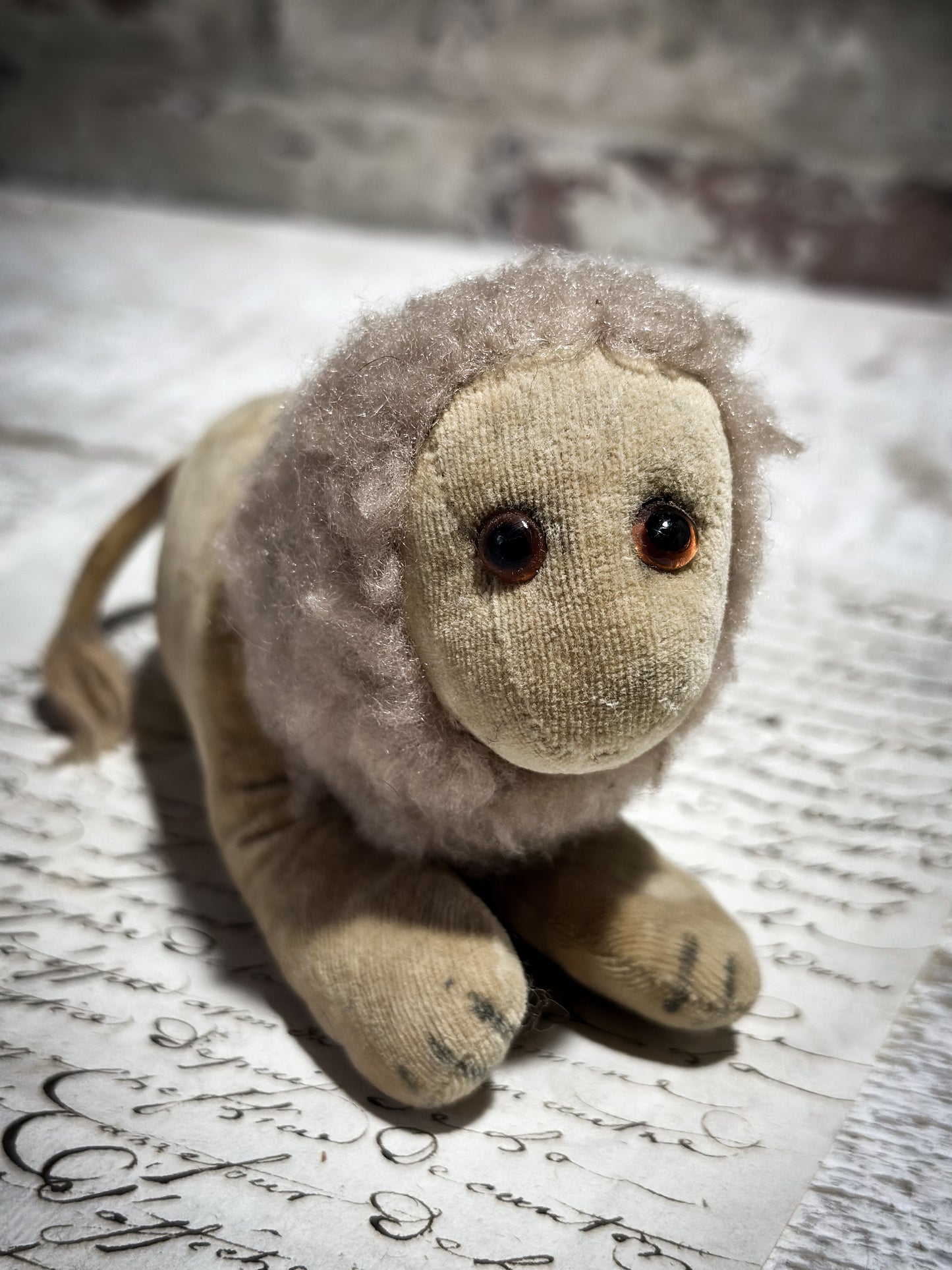 Antique Velveteen Lion Toy