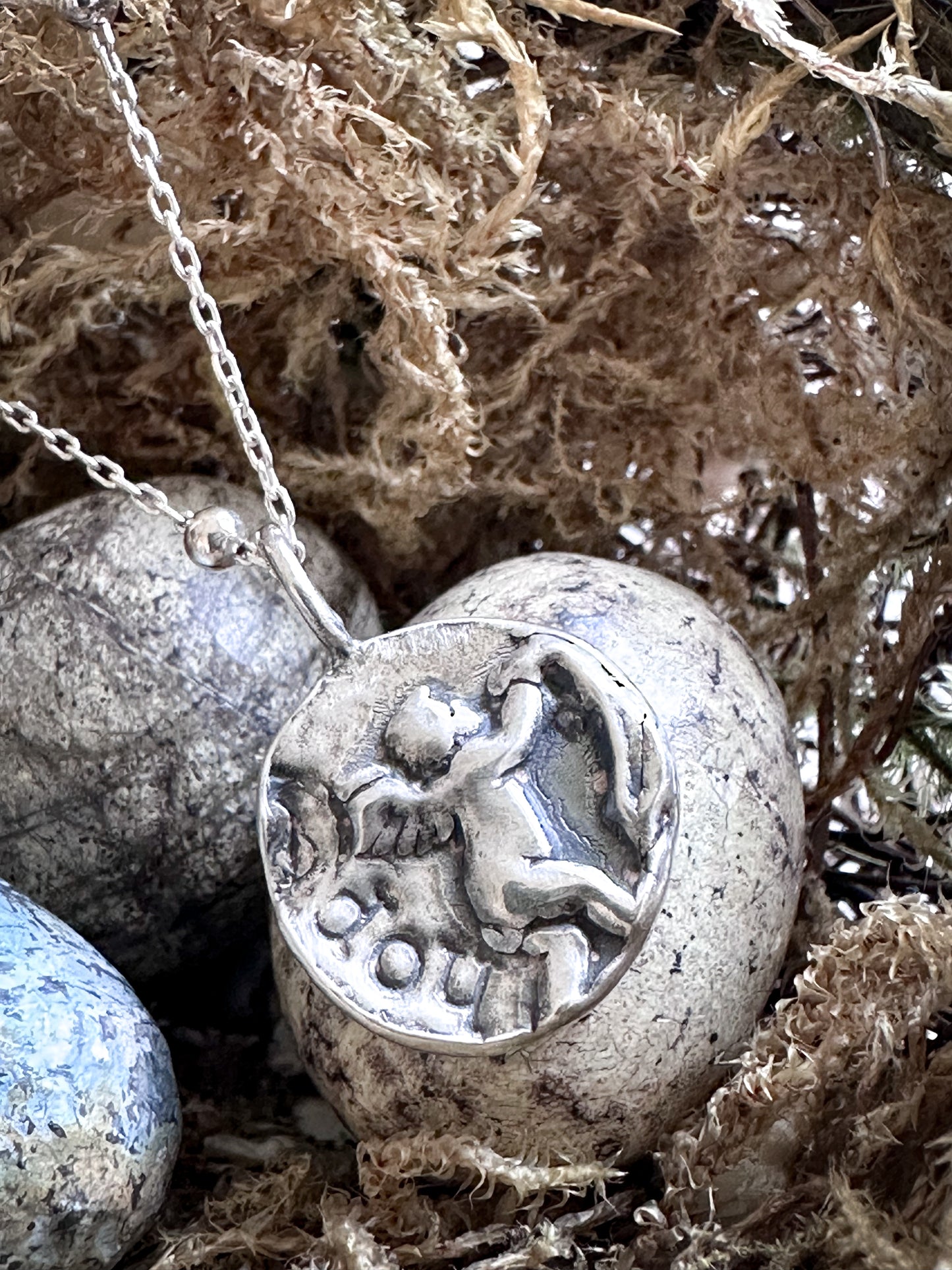 Cherub of Hope Necklace – Handcrafted Fine Silver Pendant