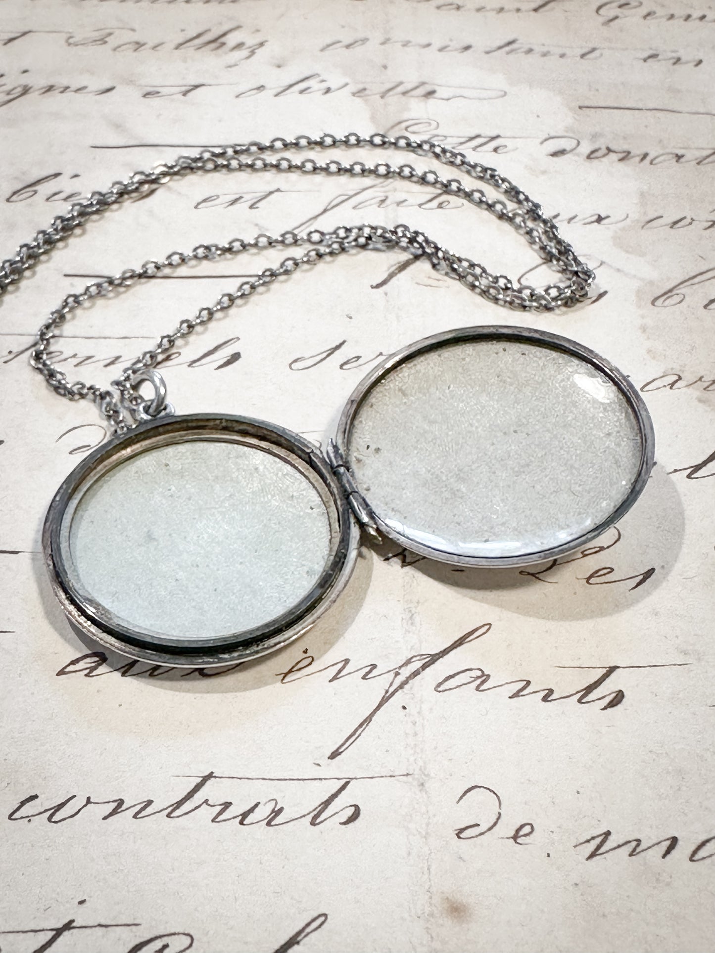 Antique silver Aesthetic movement locket and chain