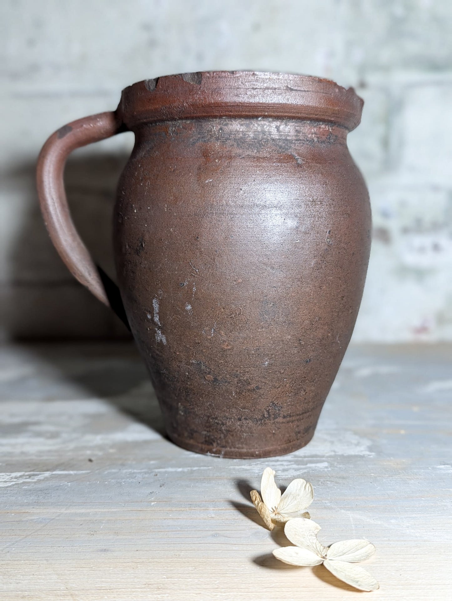 A lovely Primitive French Antique Black Pottery water jug