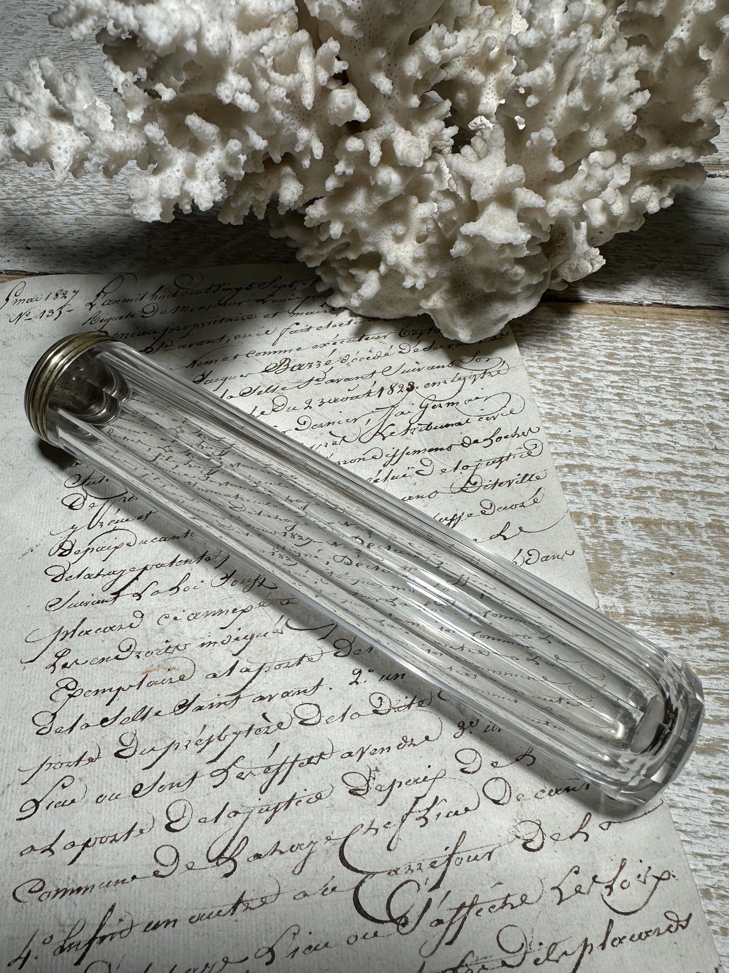 An Art Deco Glass Hatpin bottle