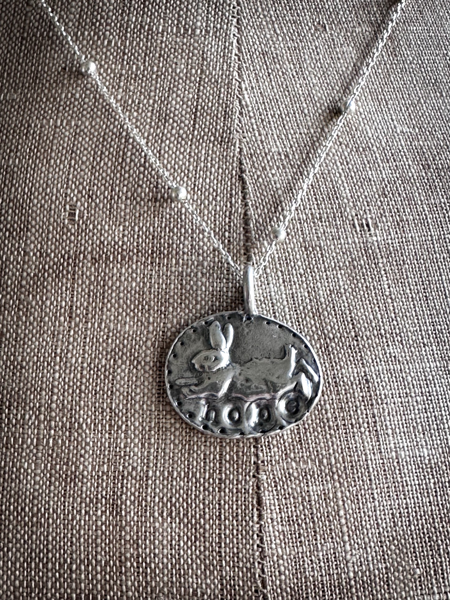 Rabbit of Hope Pendant – Handcrafted .999 Fine Silver Necklace