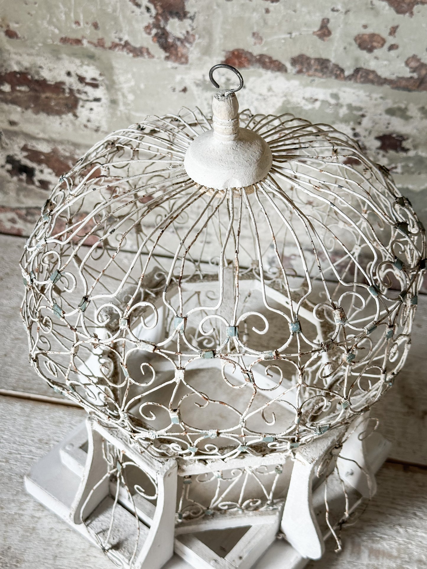 A lovely French vintage wire Balloon bird cage