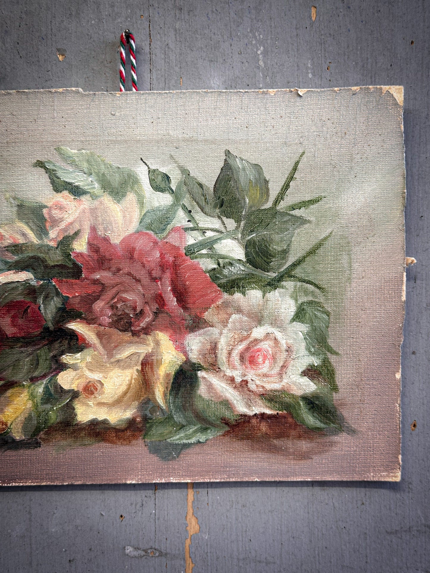 Antique Floral Oil Painting – Roses