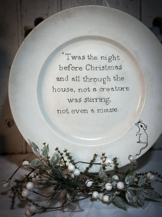 A beautiful vintage  Ironstone French Plate with a hand painted quote