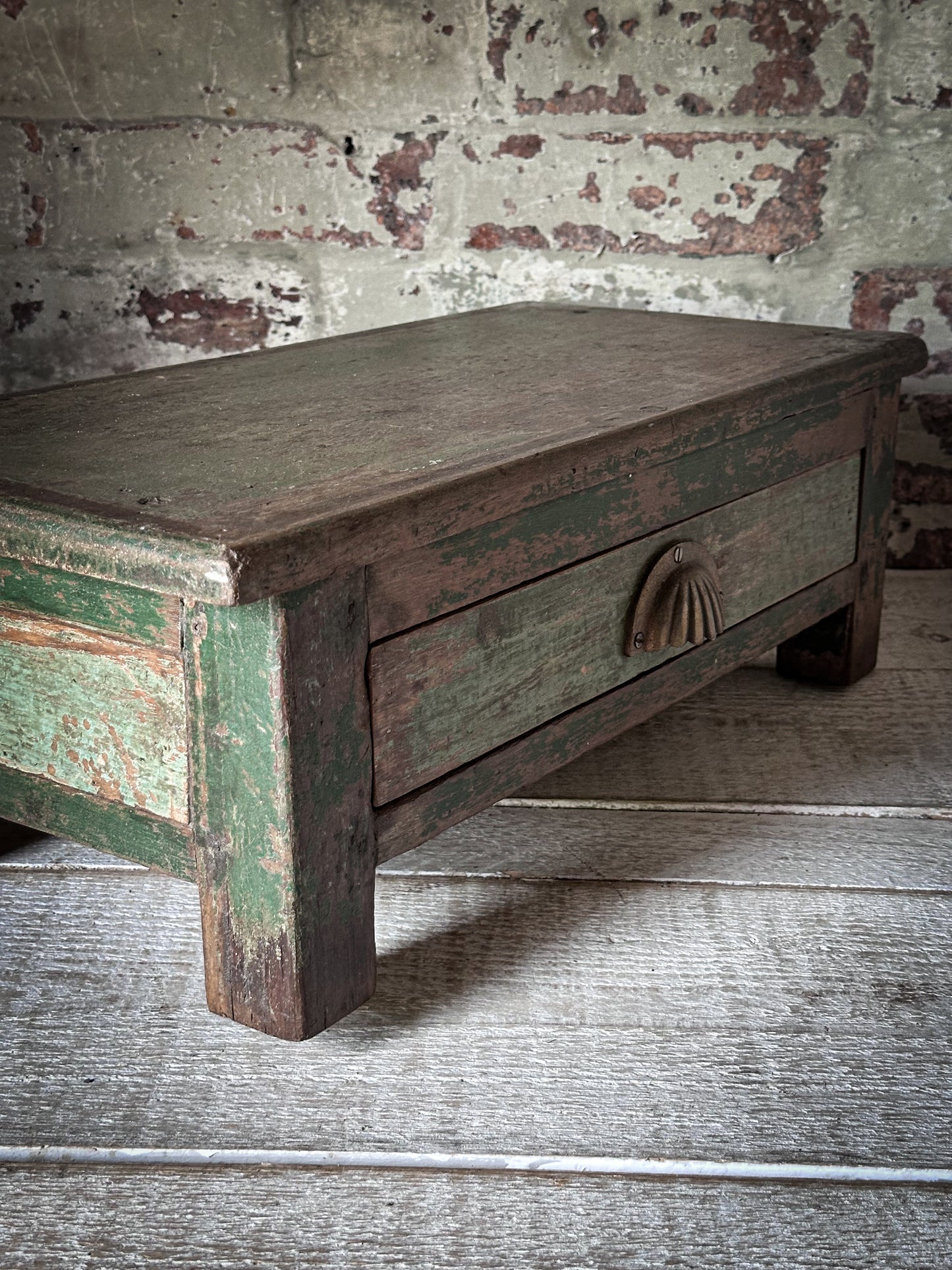 Antique Indian Teak Painted Drawer Box