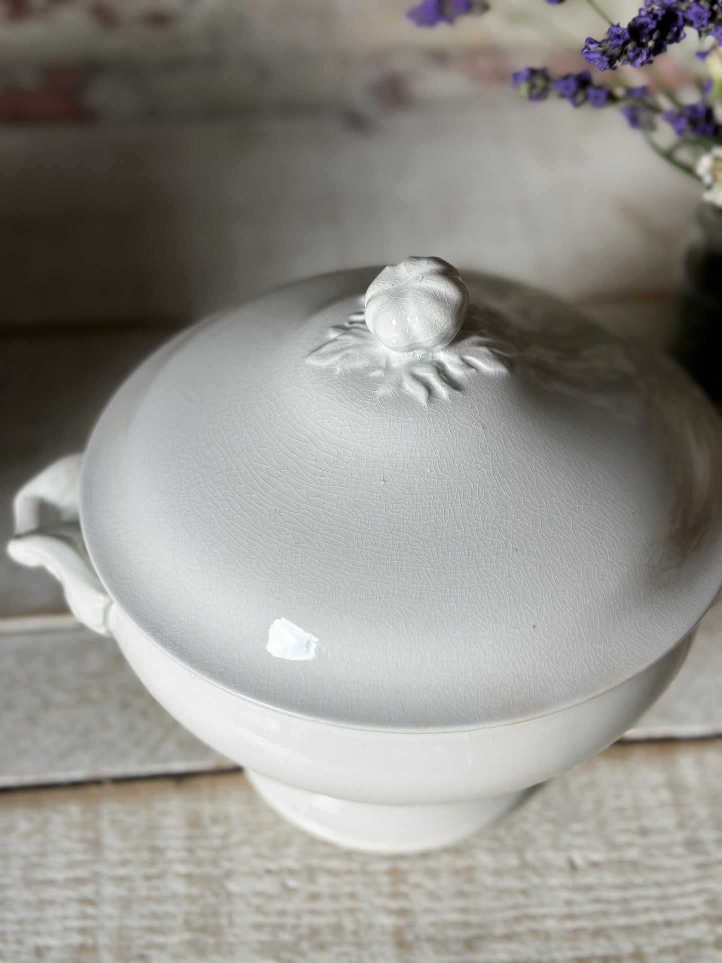 A beautiful antique French ironstone soupier