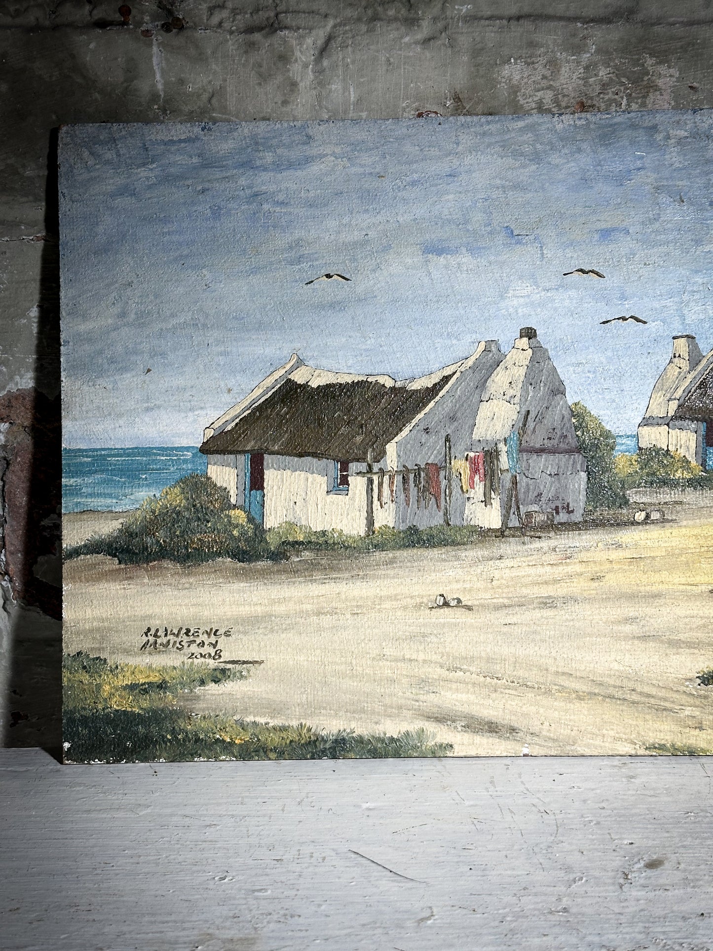 An Original Oil on Board Landscape Painting of Arniston, South Africa