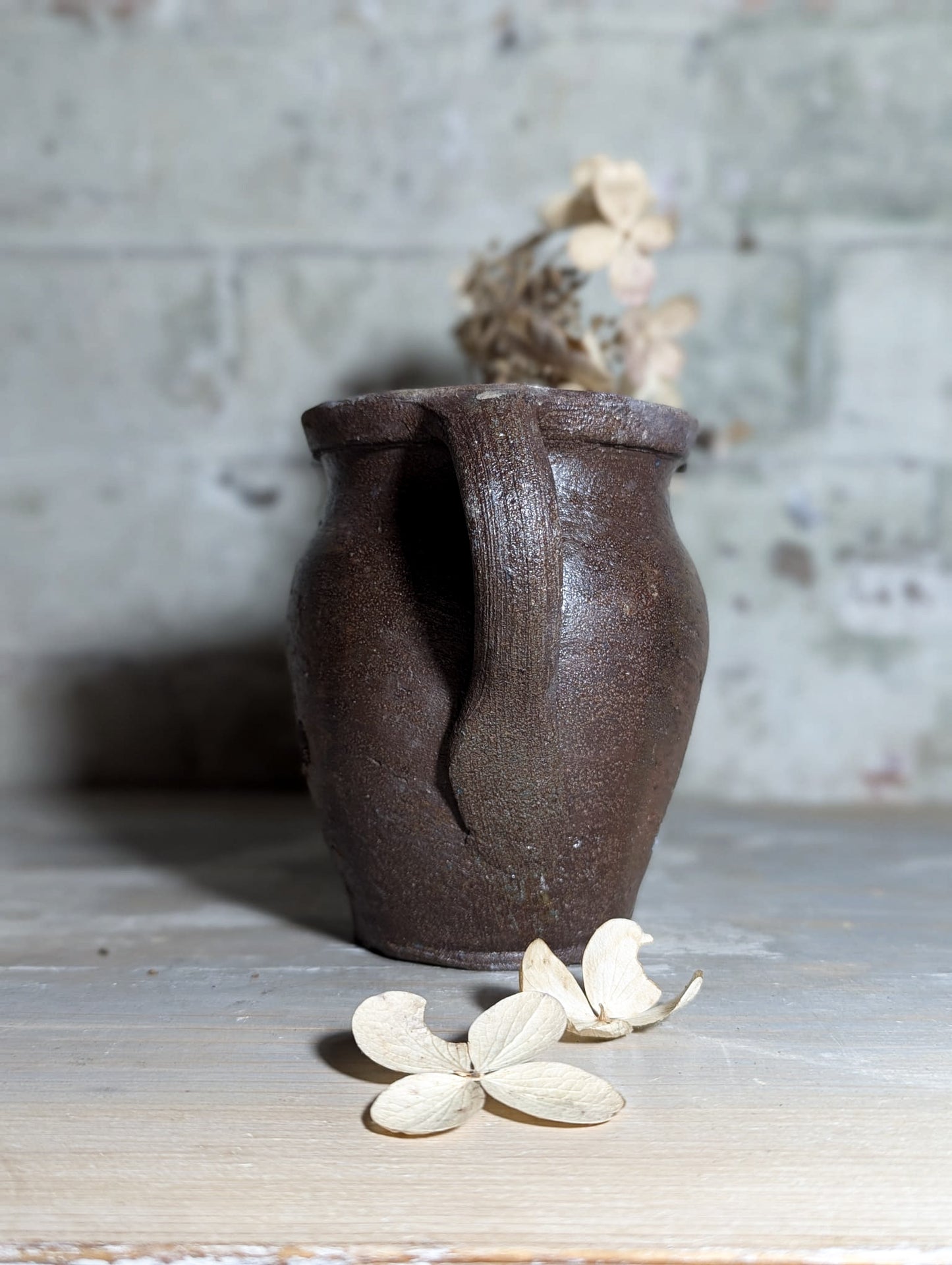 A lovely Primitive French Antique Black Pottery water jug