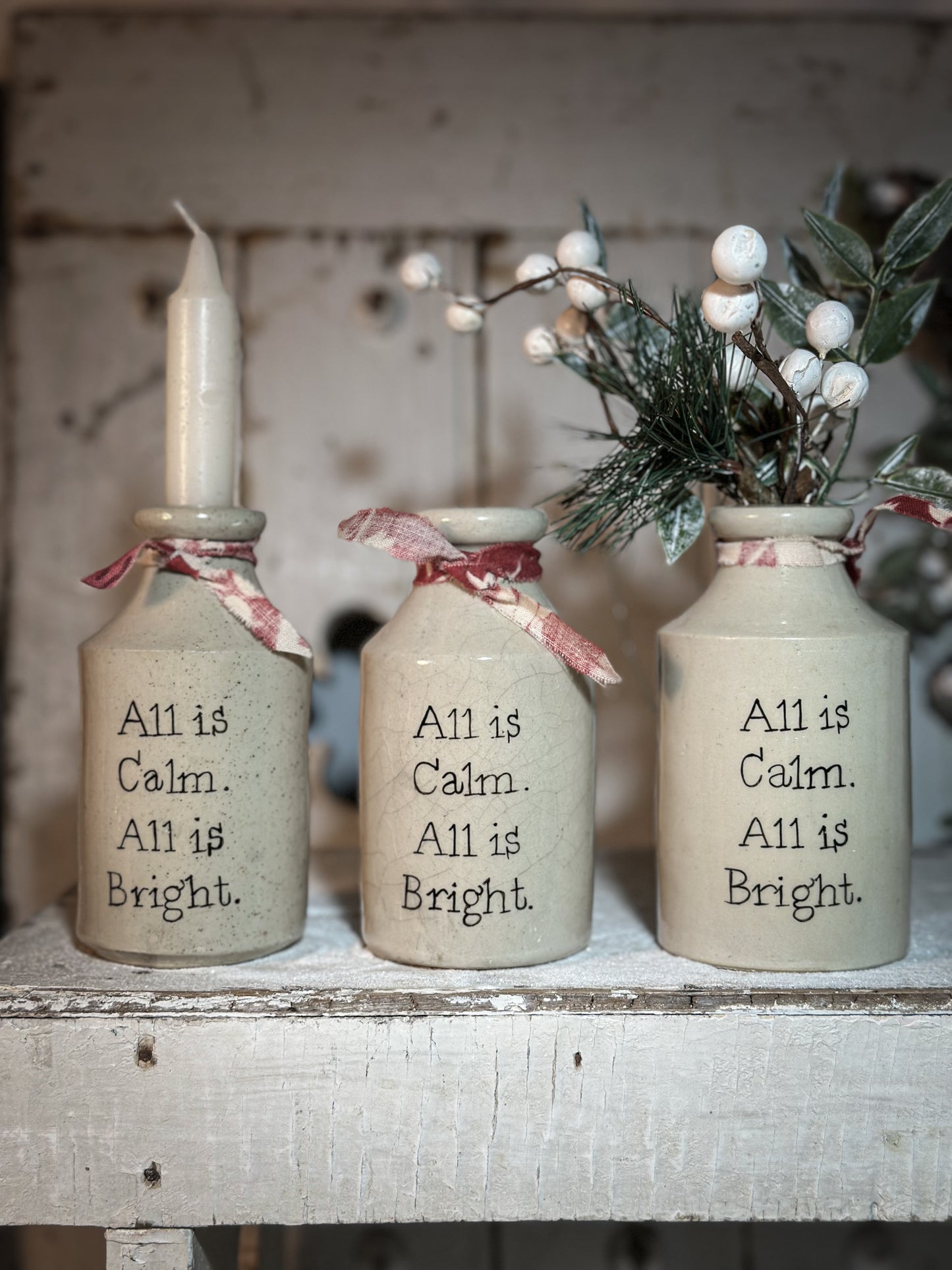 A Victorian unearthed stoneware pottery bottle with a hand painted quote