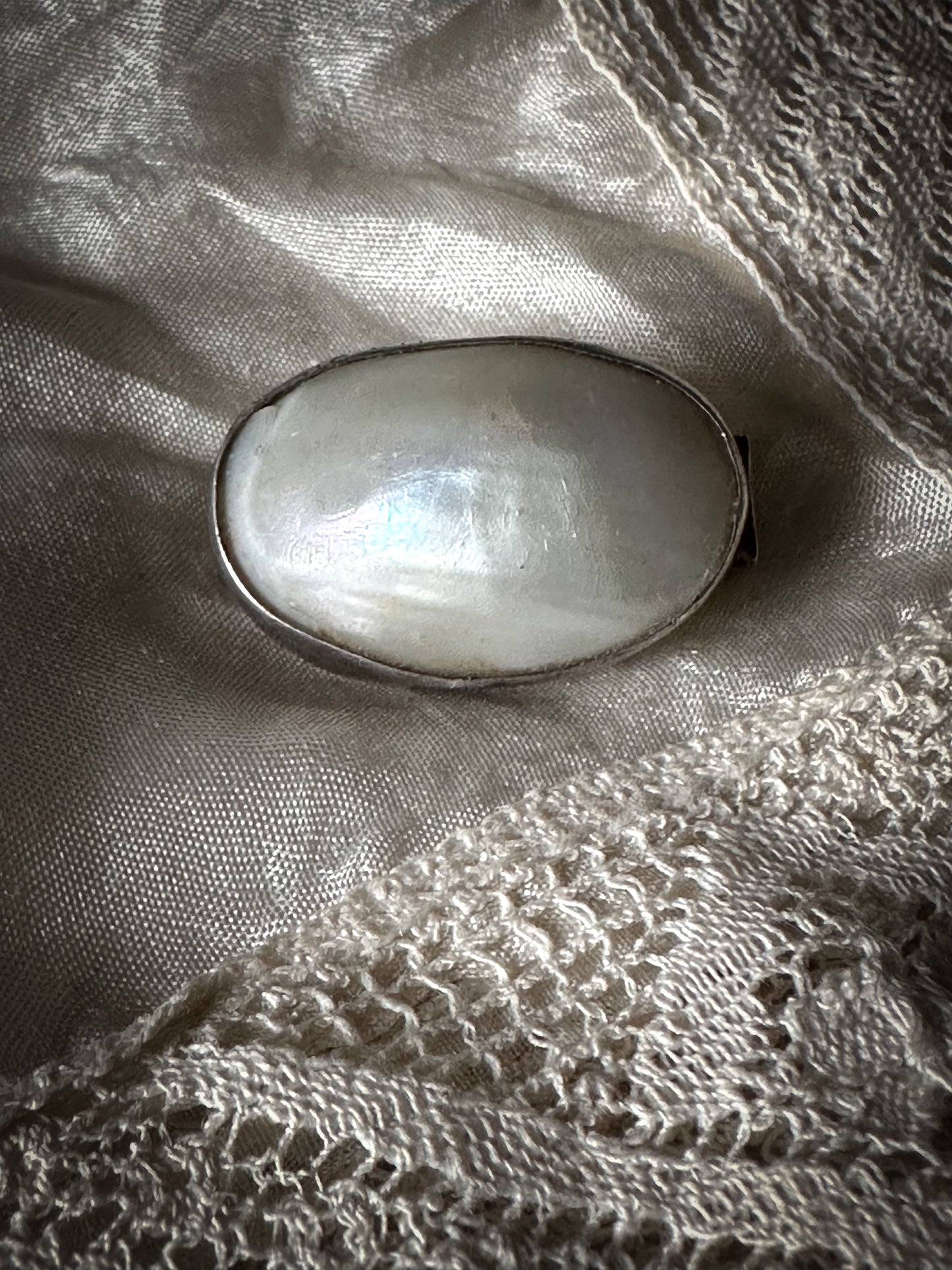 Antique Silver Mother of Pearl brooch