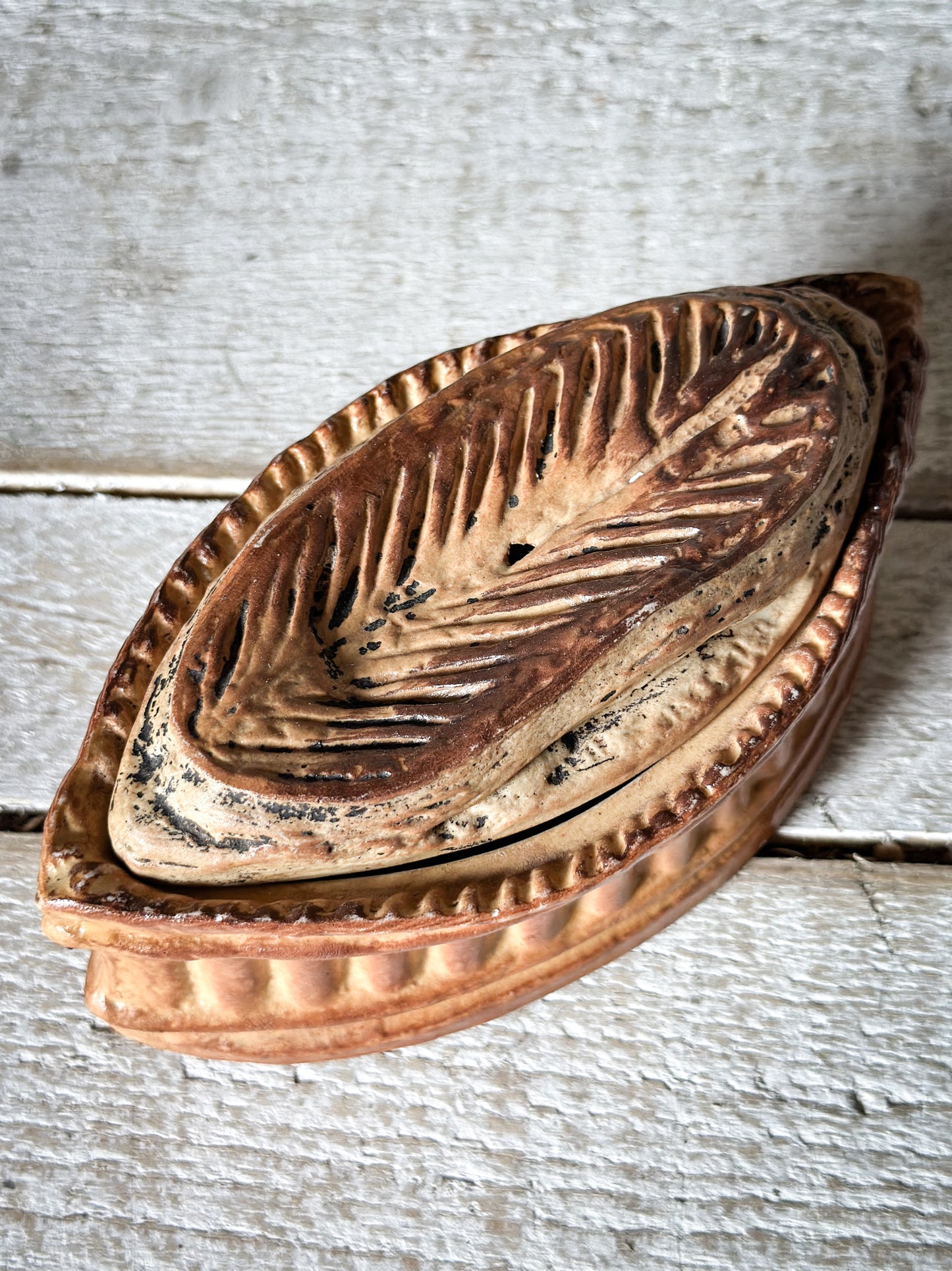 Antique French Trompe-l'œil Pie Tureen by L. Fonlupt Vichy | French Art Pottery Covered Dish c.1900–1930