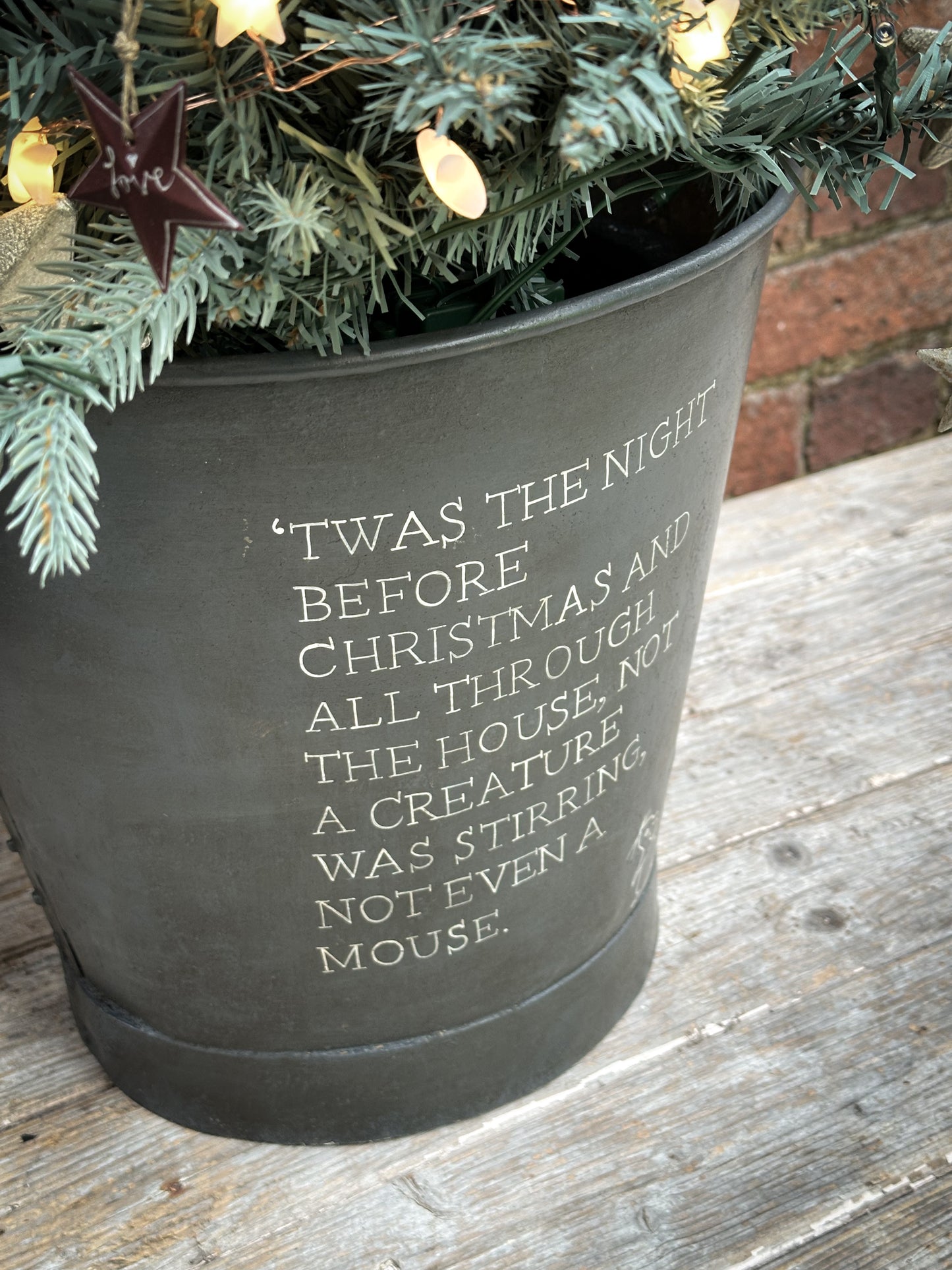 A beautiful heirloom vintage galvanised bucket hand painted using traditional sign writer’s techniques and materials