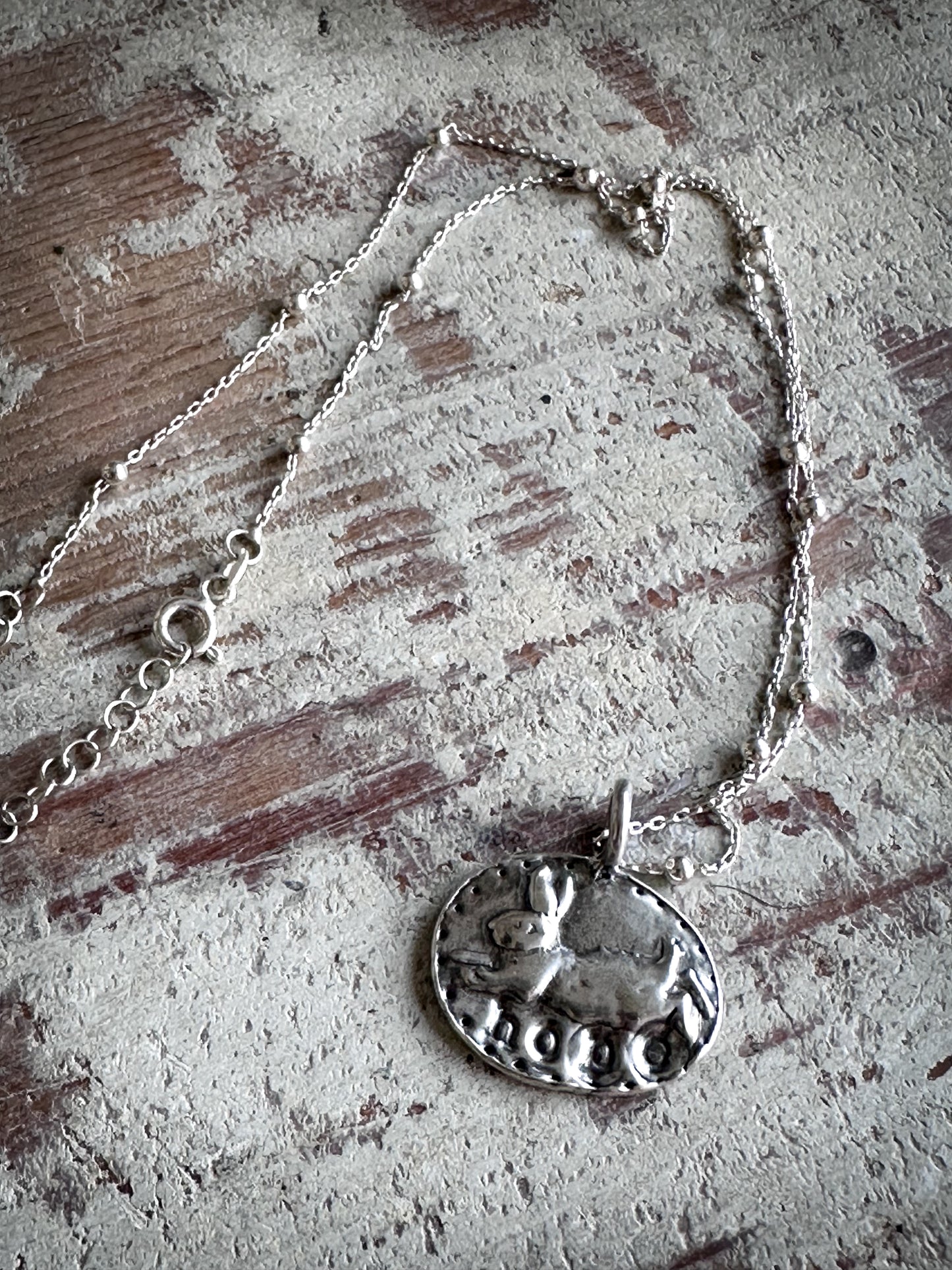 Rabbit of Hope Pendant – Handcrafted .999 Fine Silver Necklace