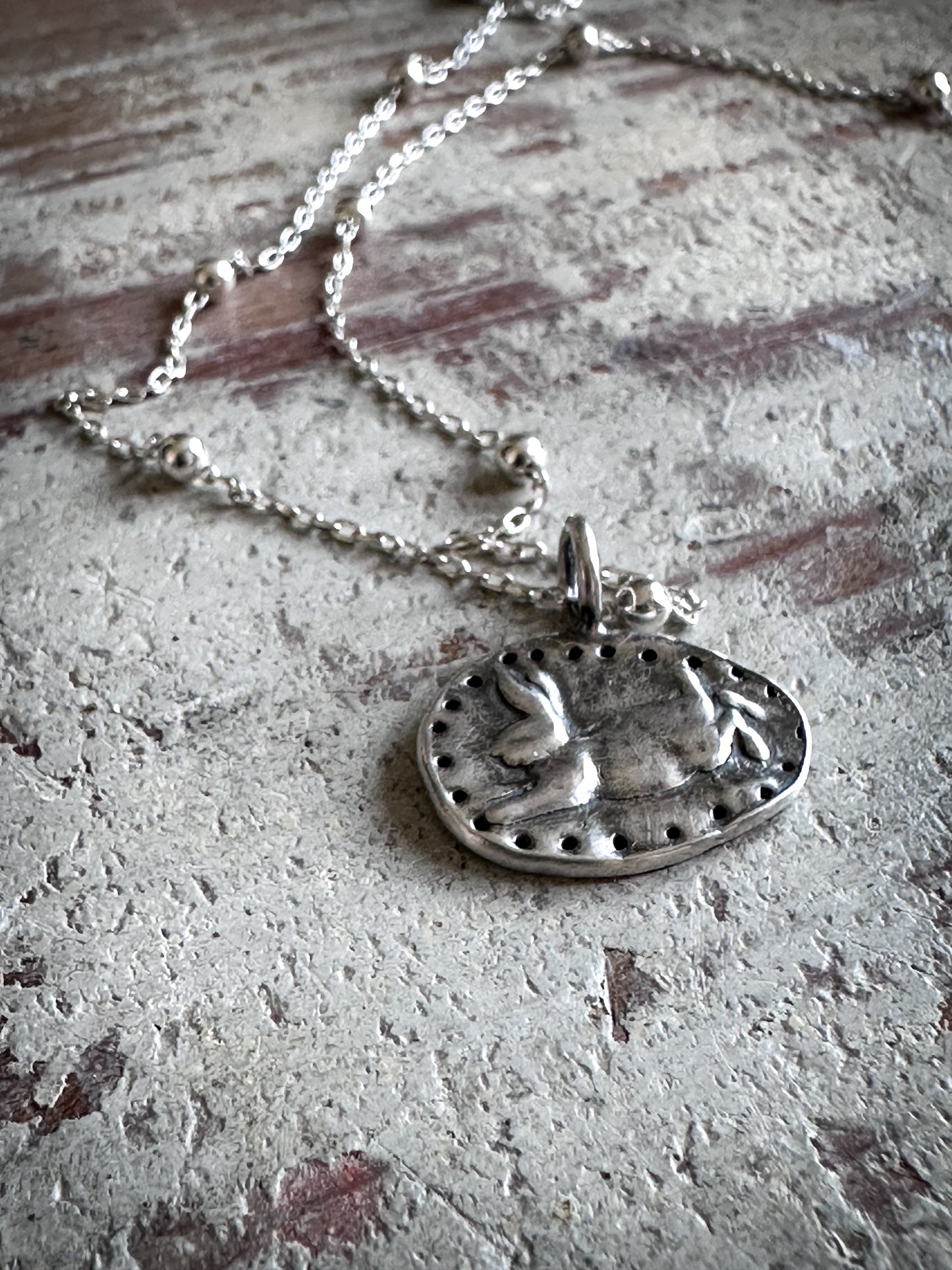 Moonlit Rabbit Pendant – Handcrafted .999 Fine Silver Necklace