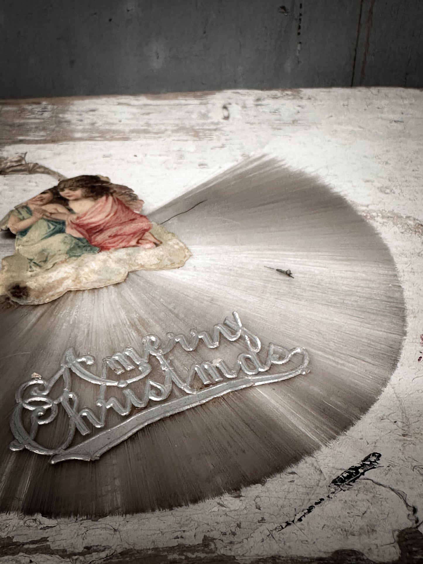 Antique German Spun-Glass Fan Ornament with Victorian Angels (c. 1890–1910)