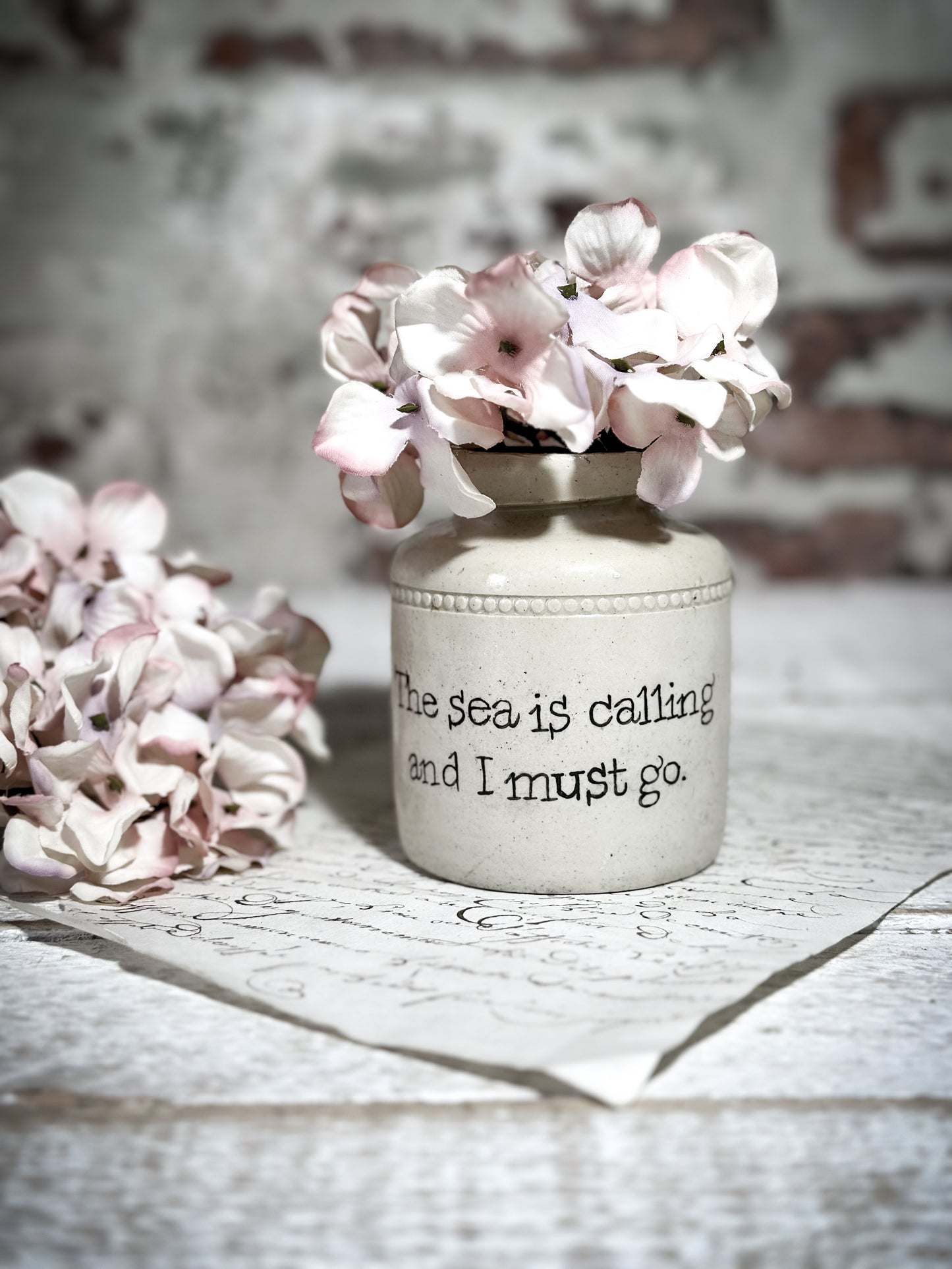 An Antique Caviar Vase Jar with a Hand Painted Inspirational Quote