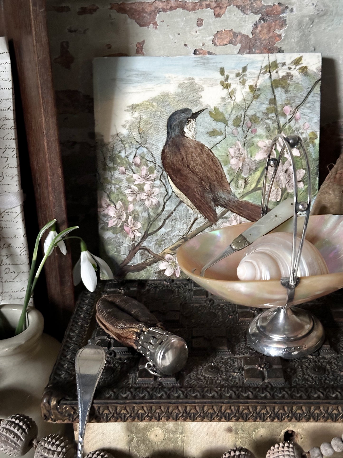 A rare collector’s Minton hand painted bird tile