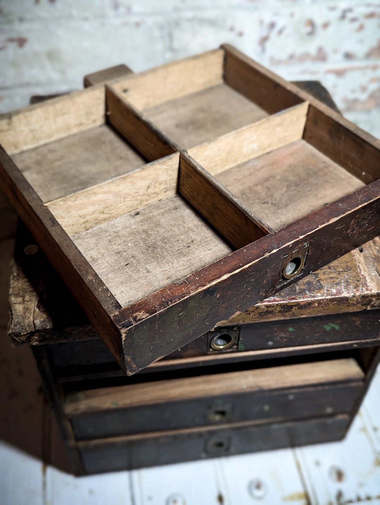 A Wonderful Antique Bicycle Shop Repair Kit Advertising Mini Drawers