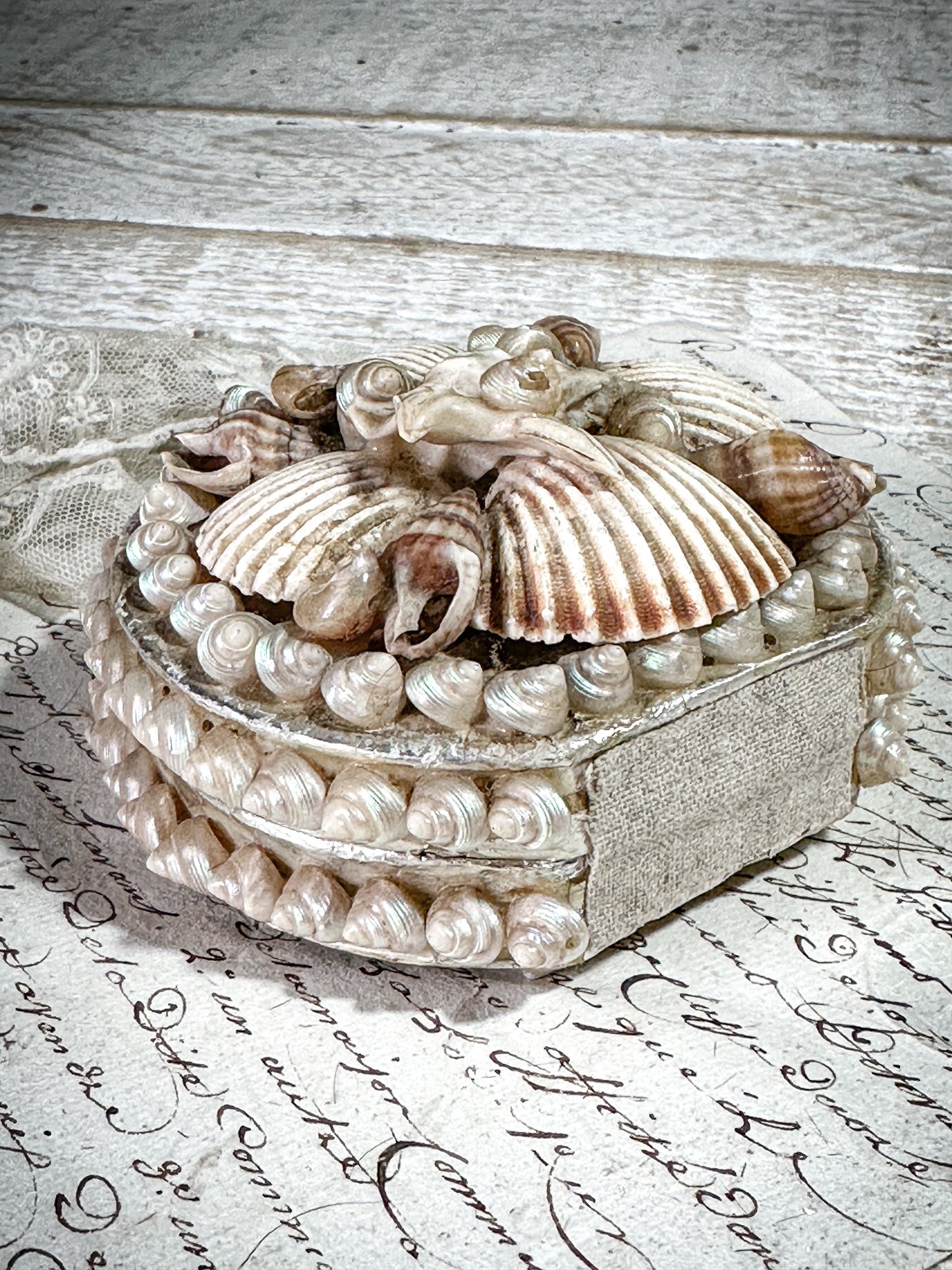 Antique French Shell Jewellery Box