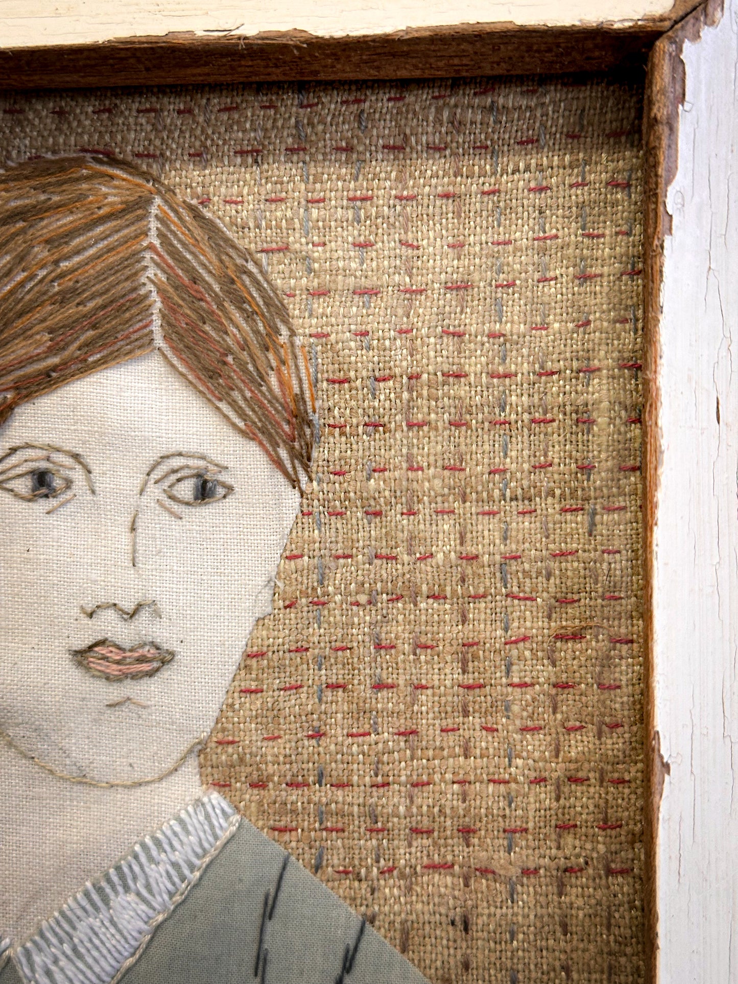 Contemporary Folk-Style Textile Portrait