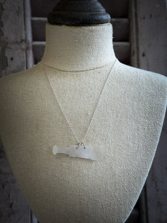 Found Object Mother of Pearl Fish Necklace by Jealous Moon Jewellery