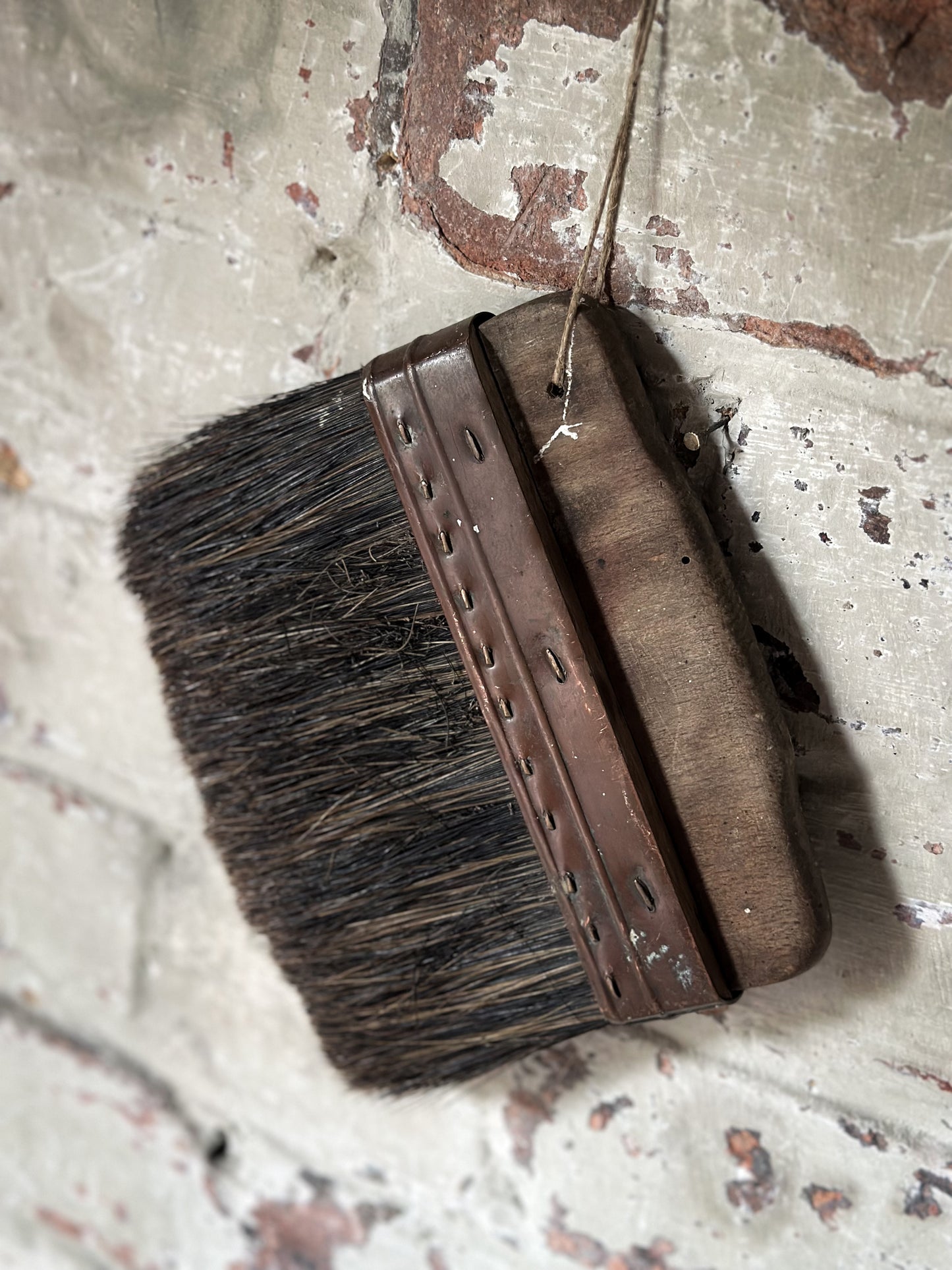 Antique Victorian Horsehair Whitewash Brush with Copper Ferrule