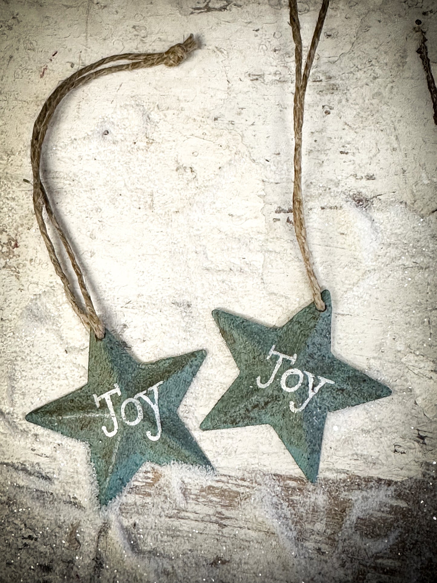 A Mini Turquoise Tin Barn Star Christmas Decoration “Joy”
