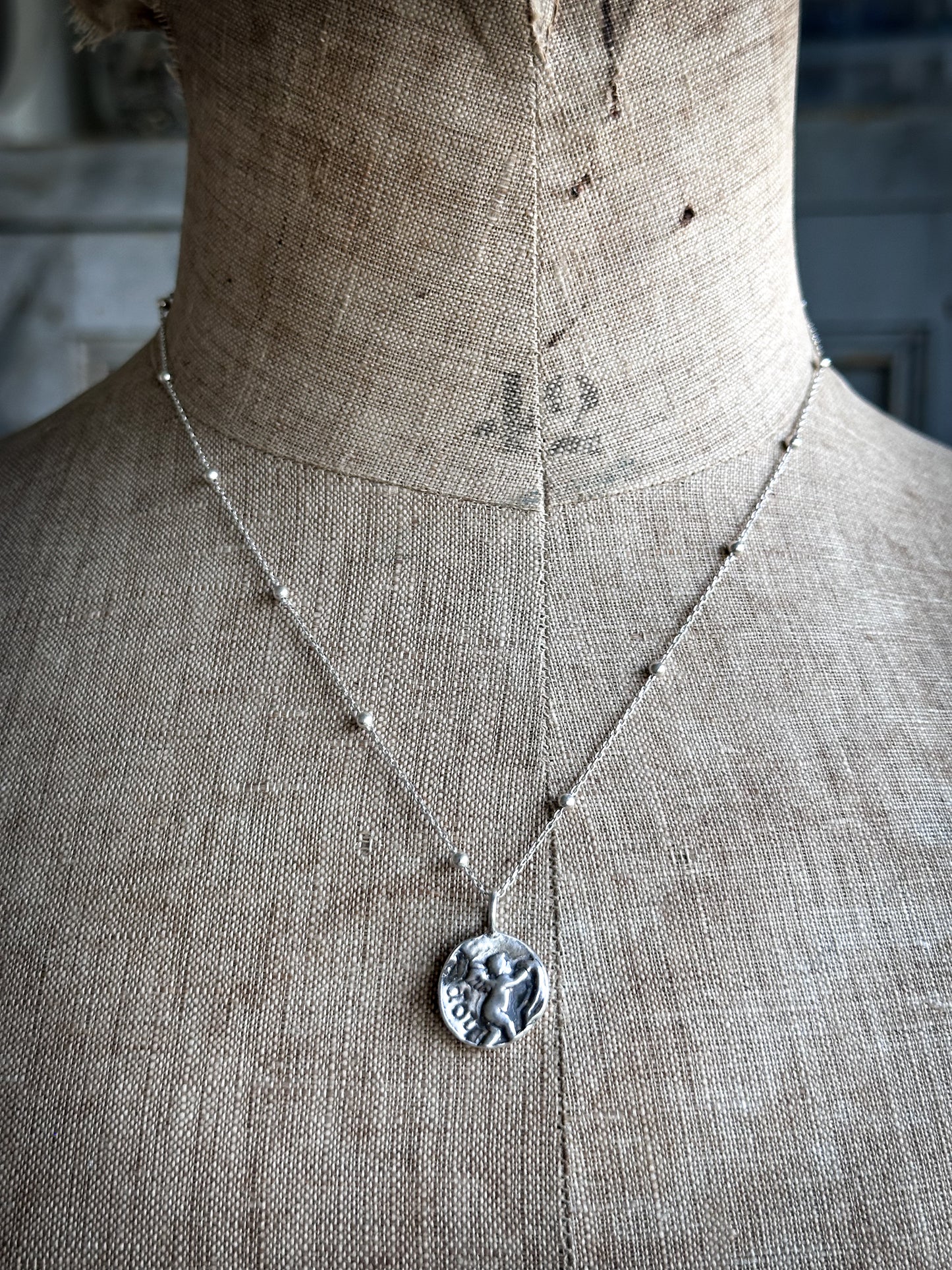 Cherub of Hope Necklace – Handcrafted Fine Silver Pendant