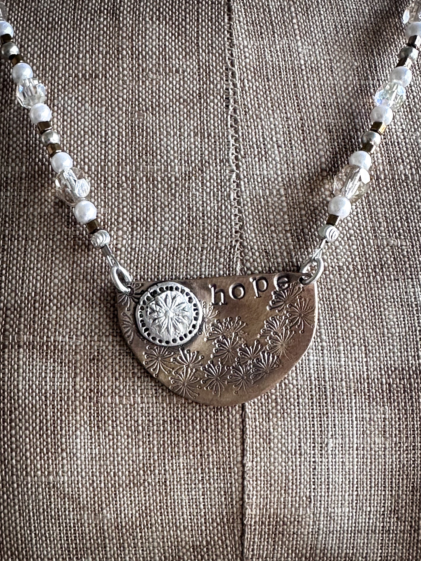 Meadow of Hope Necklace – Handmade Botanical Fine Silver & Copper Necklace