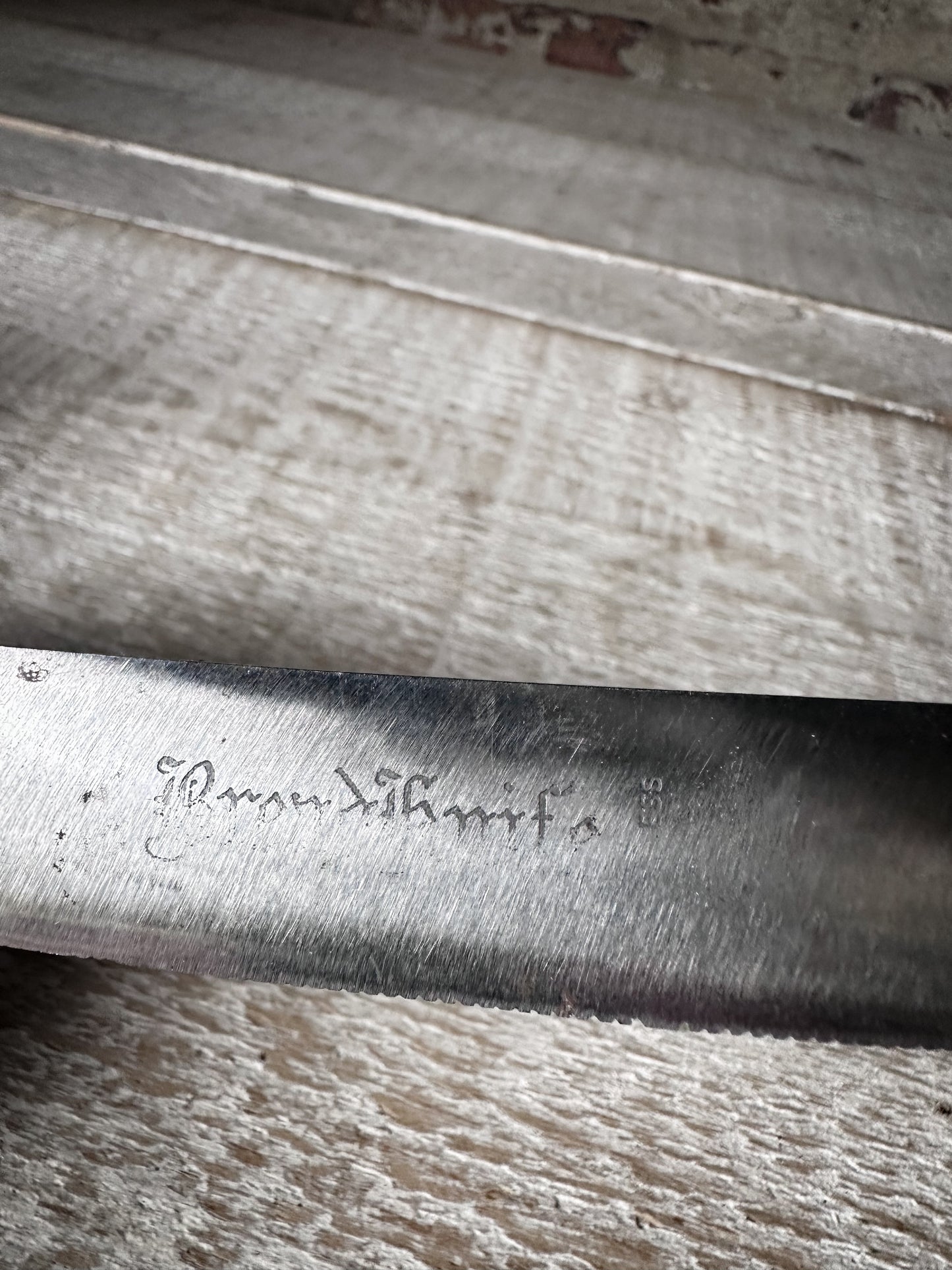 Antique English Treen Bread Knife | Hand-Carved “BREAD” Folk Art Handle | 33cm Kitchenalia