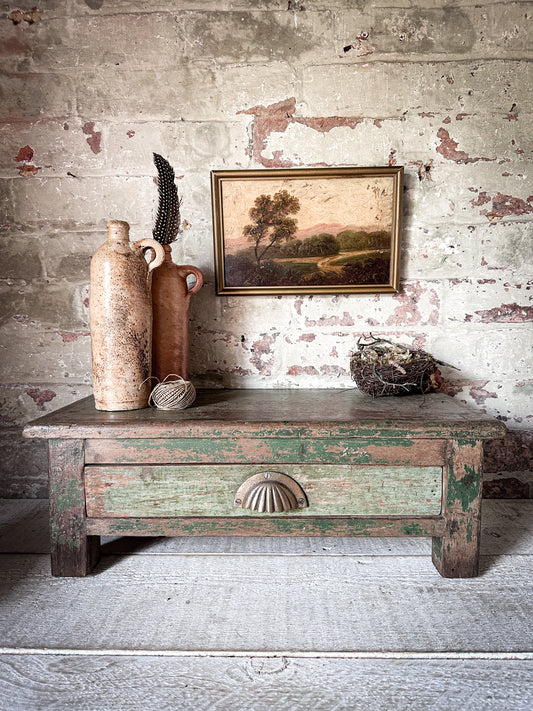Antique Indian Teak Painted Drawer Box