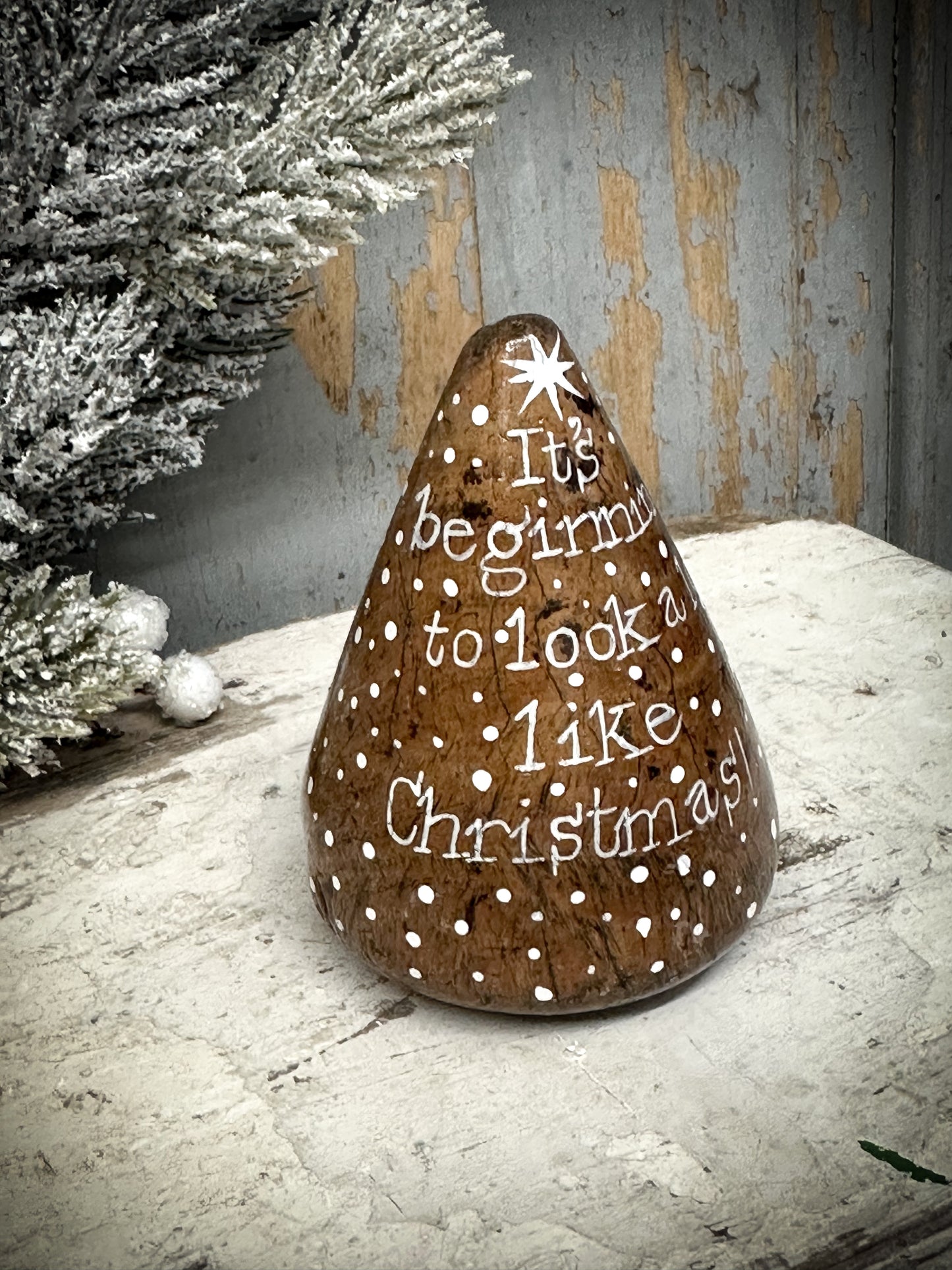 A Large Hand Painted Antique Plumber’s Turnpin “It’s Beginning To Look A Lot Like Christmas”