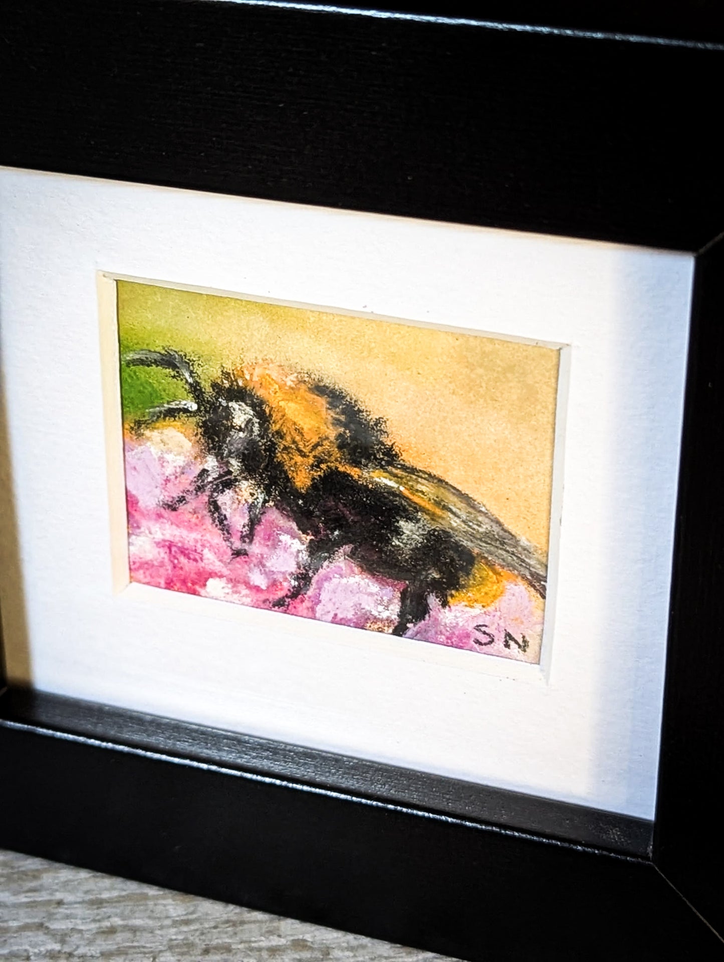 An original miniature artwork by Steven Nicholas “Bee Mine”