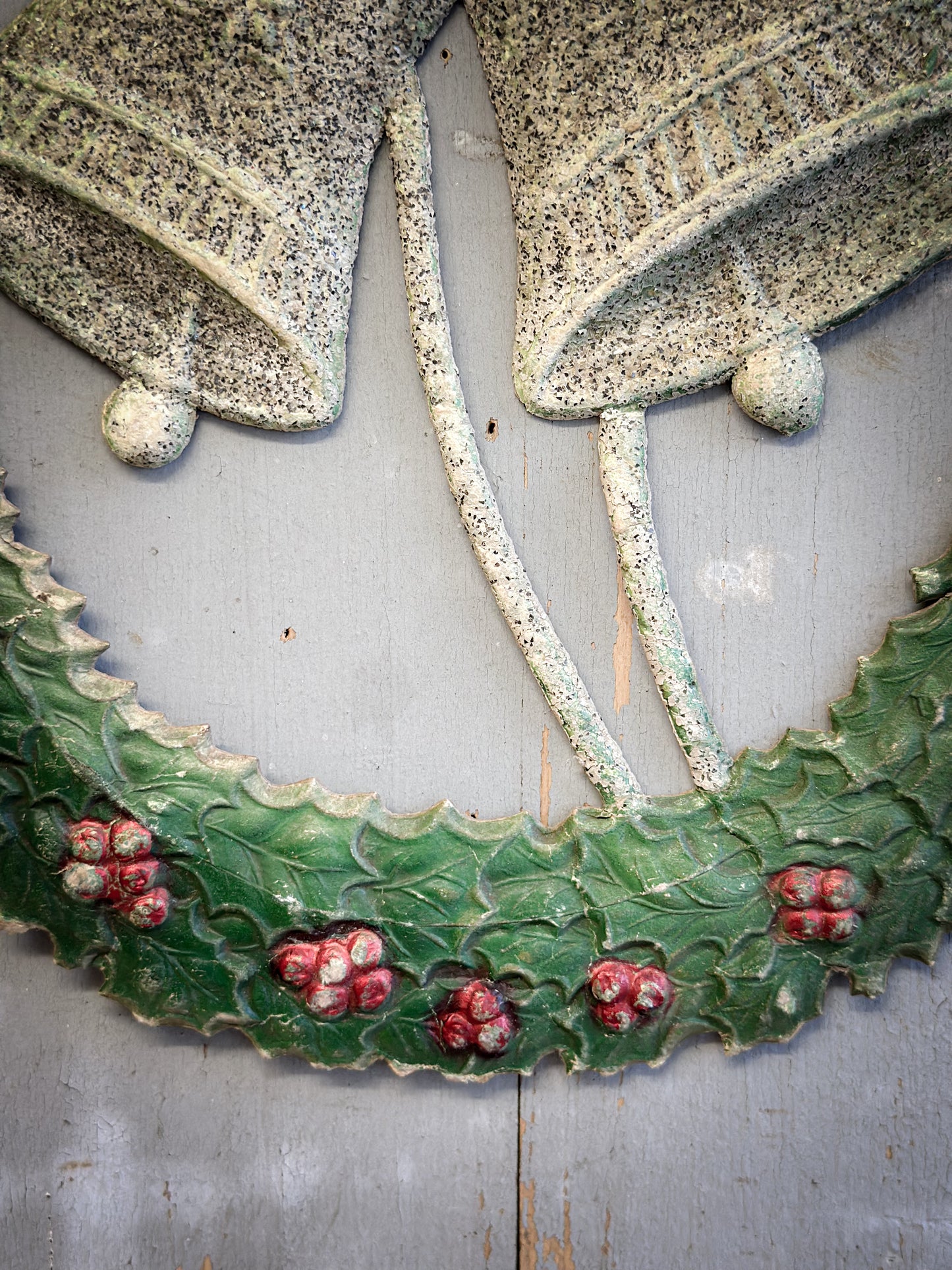 Early–Mid 20th Century Pressed-Paper Christmas Wreath with Twin Bells-oral provenance linking it to the Bletchley Museum collection