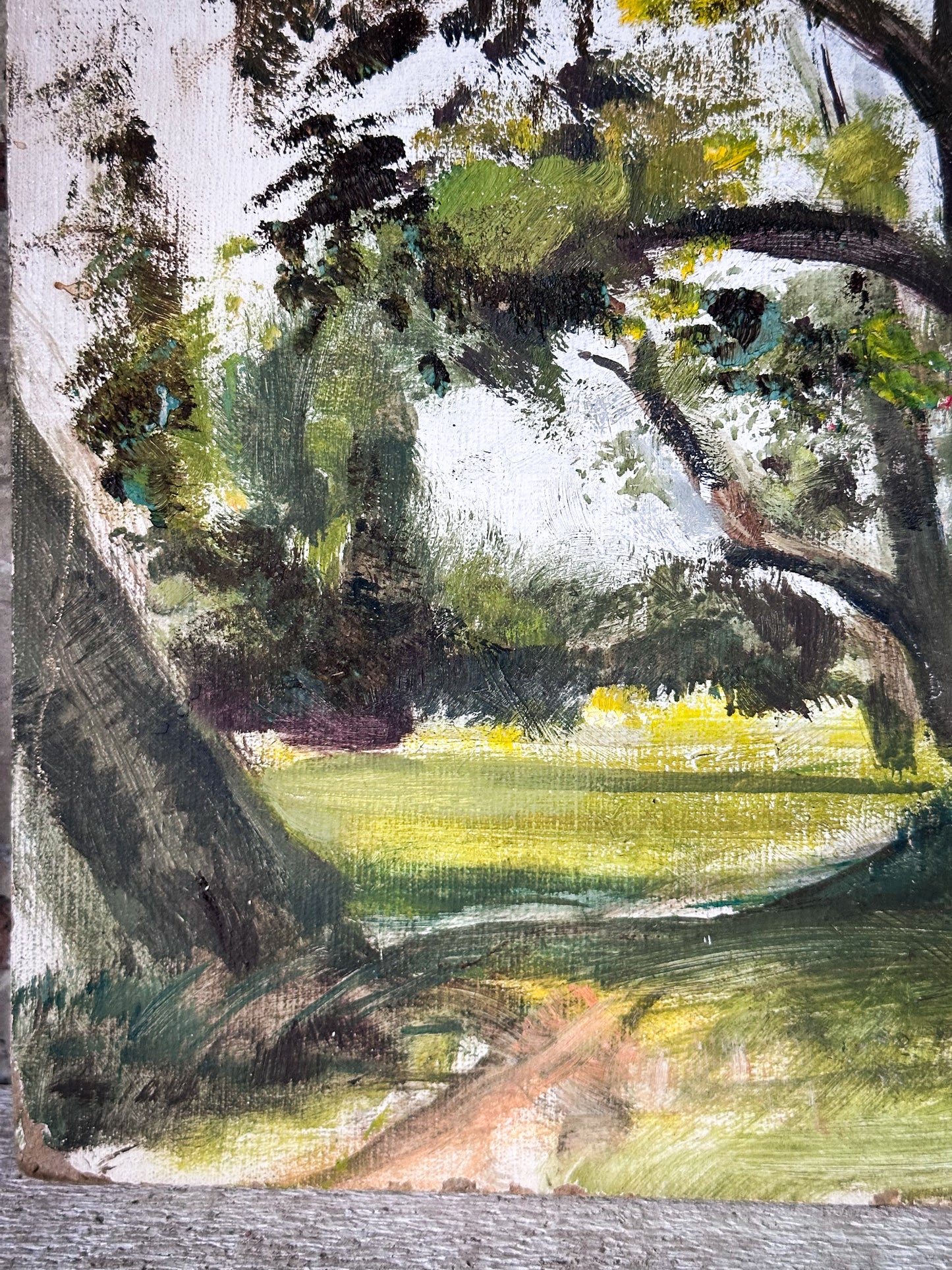Original Vintage Oil Landscape Study on Daler Board – From the Collection of an English Artist Living in Normandy